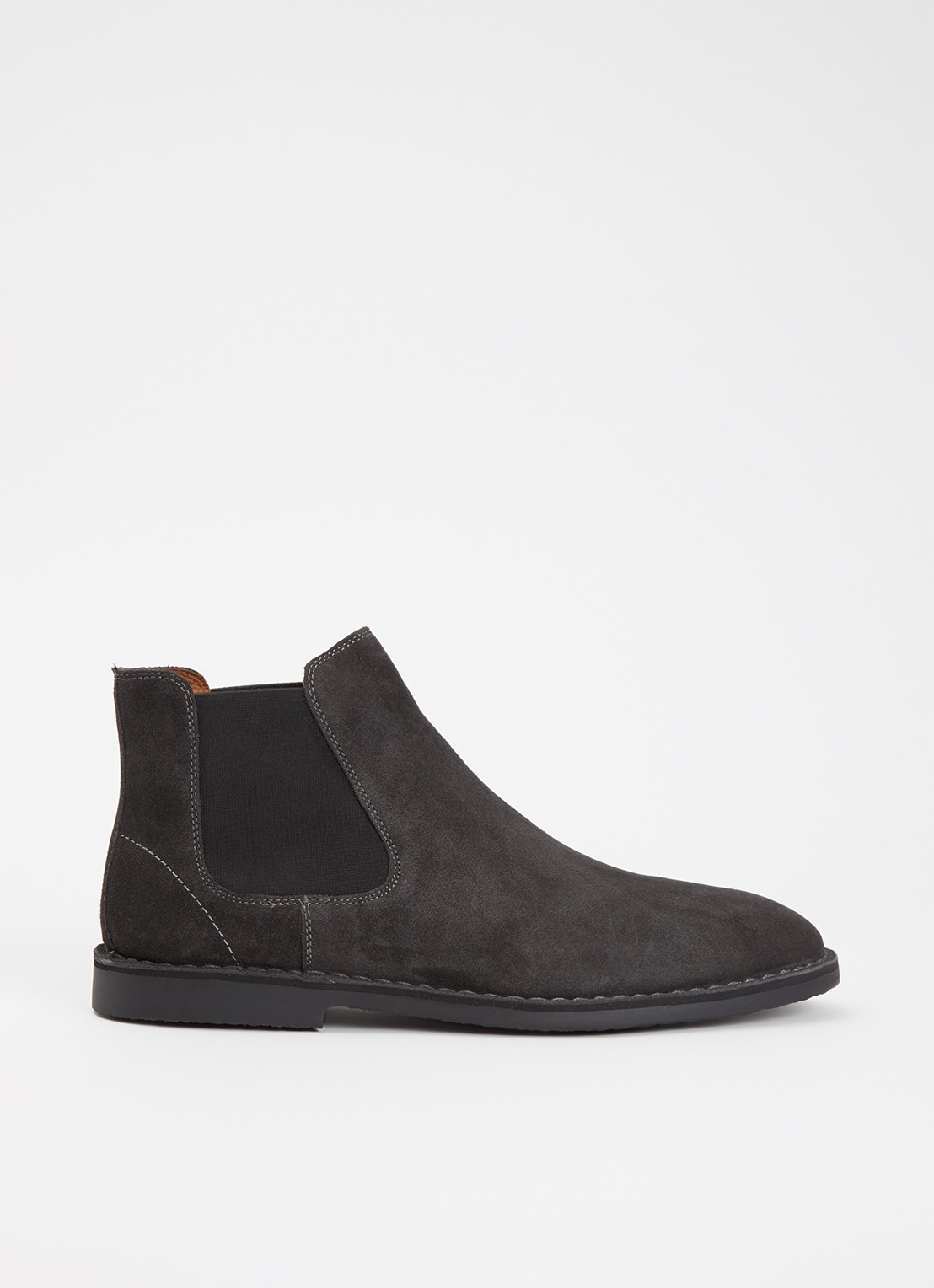 Dune London Cashy chelsea boot van suède - voorkant 3 grijs