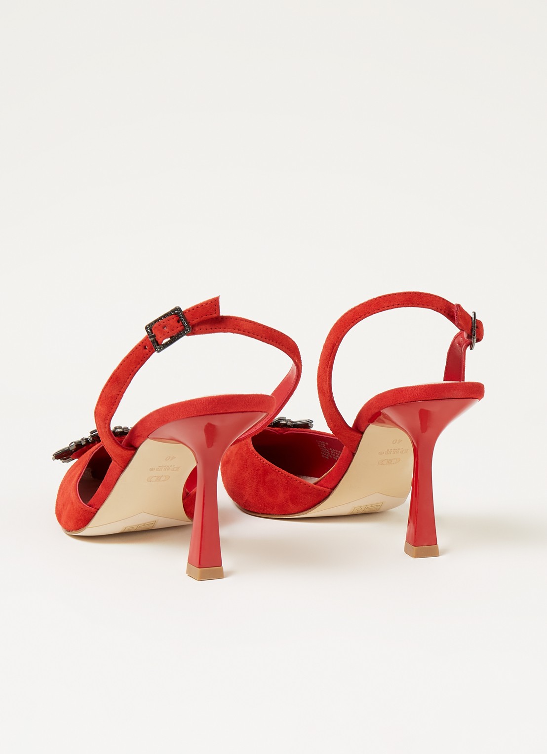 Dune London Casis slingback van leer met strass - detail 2 steenrood