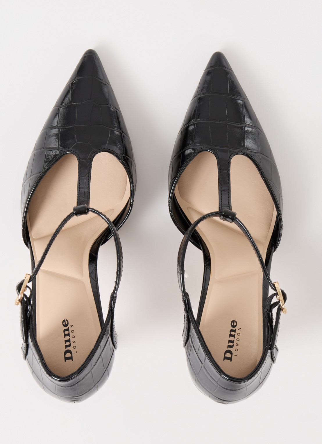 Dune London Castered pump met crocostructuur  - detail 4 zwart