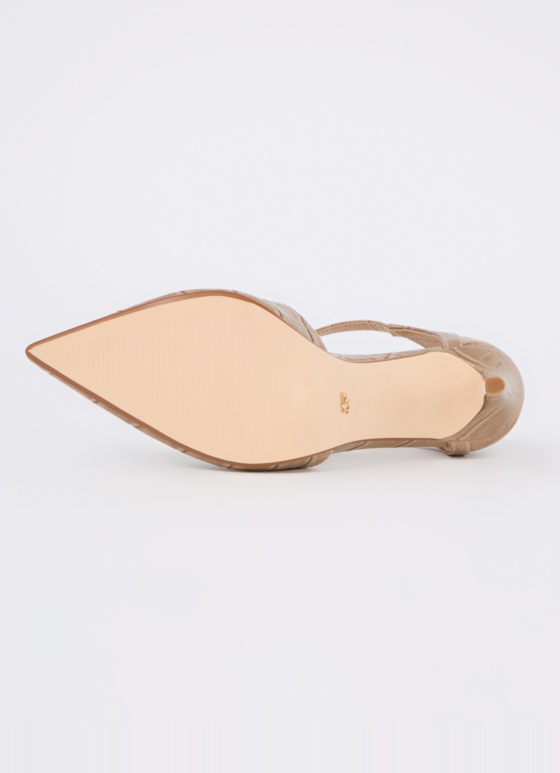 Dune London Castered pump met crocostructuur  - detail 4 donkerbeige