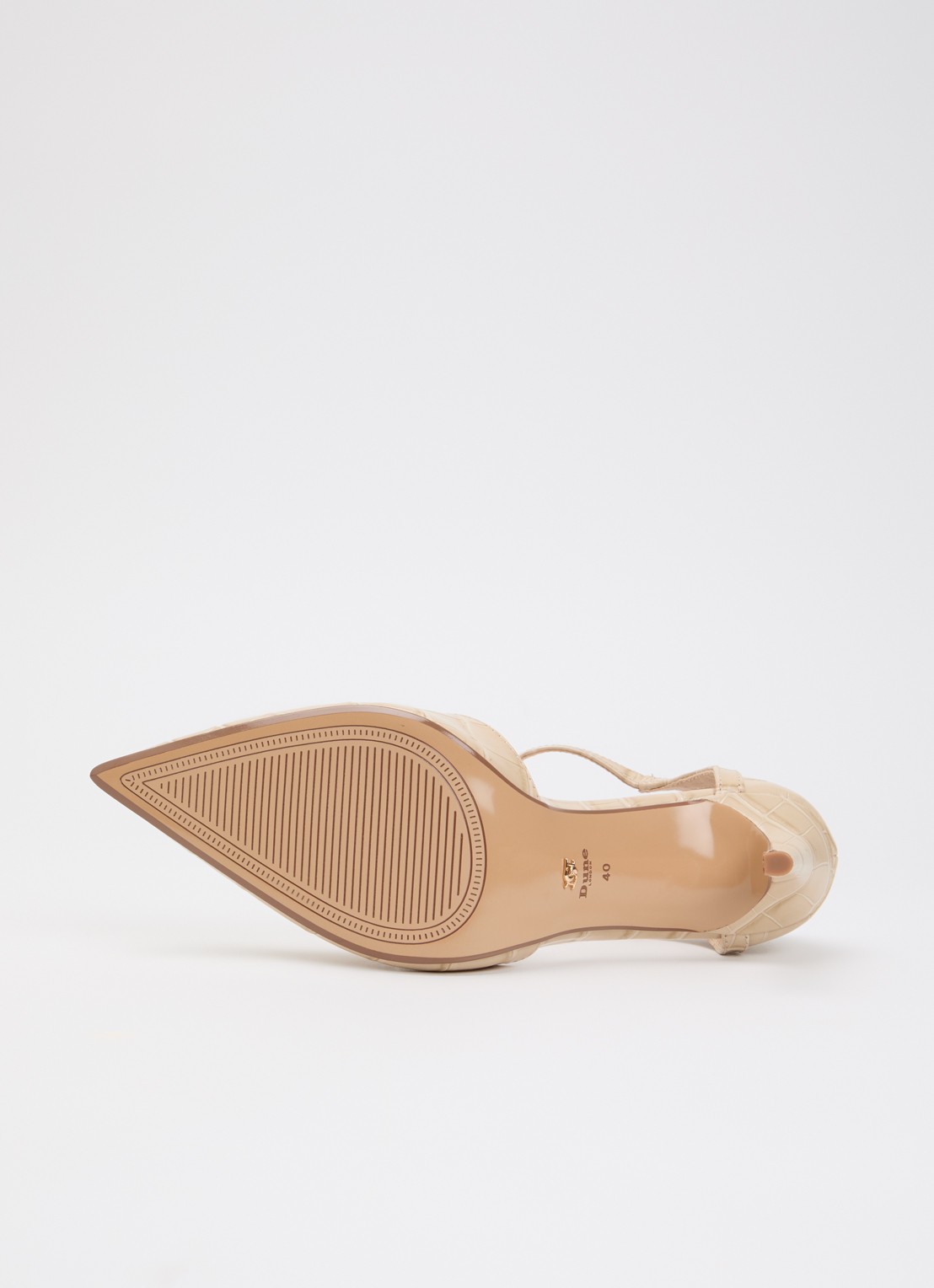 Dune London Castered pump met crocostructuur  - detail 3 zand