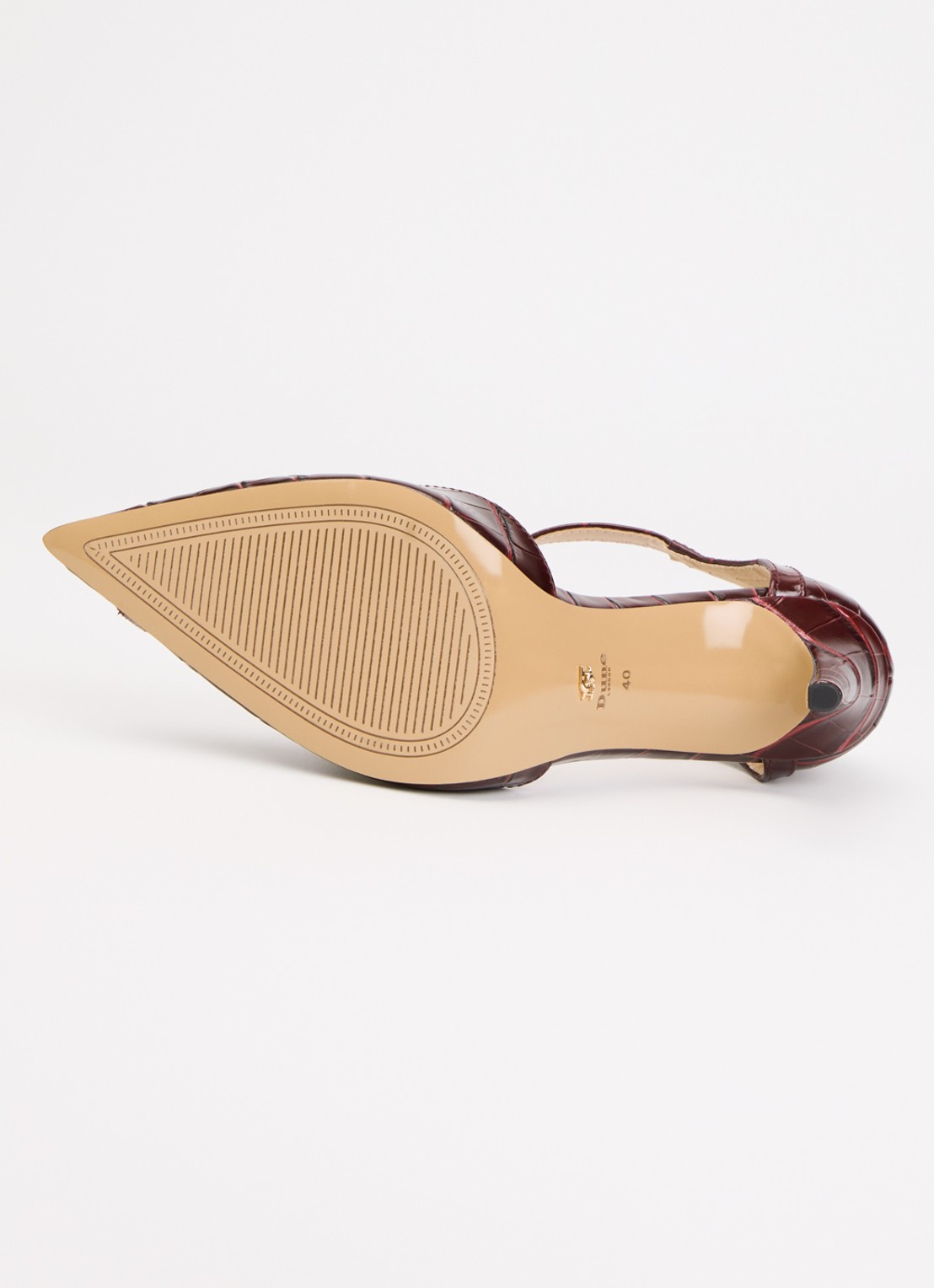 Dune London Castered pump met crocostructuur  - detail 5 bordeauxrood