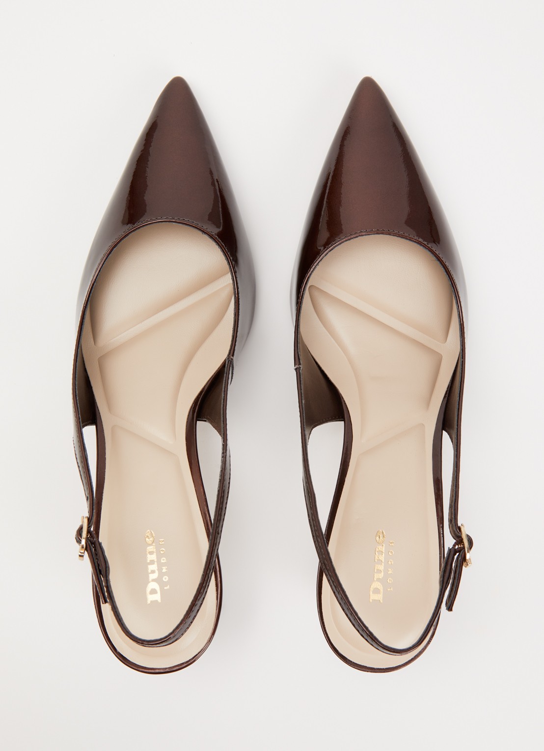 Dune London Celinna slingback van lakleer - detail 4 donkerbruin