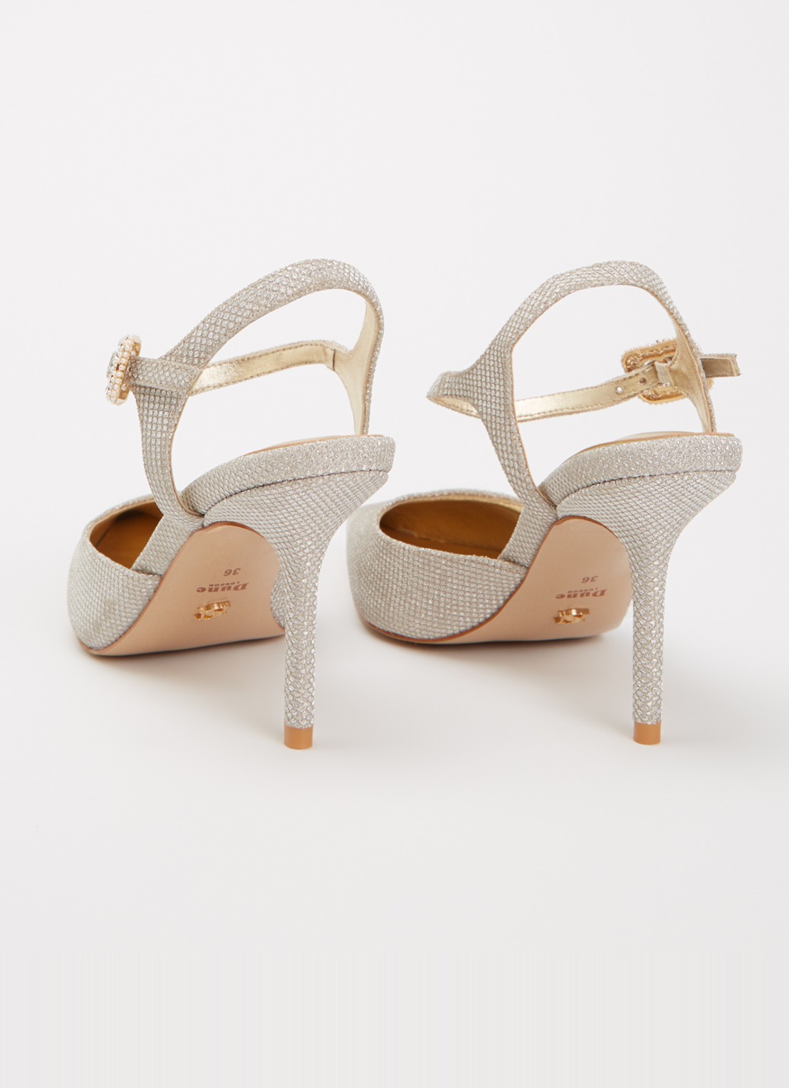 Dune London Channel sandalette met strass - achterkant goud
