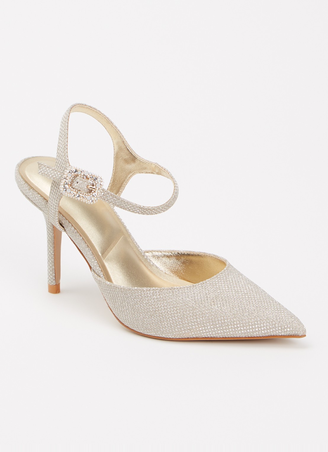 Dune London Channel sandalette met strass - voorkant 2 goud