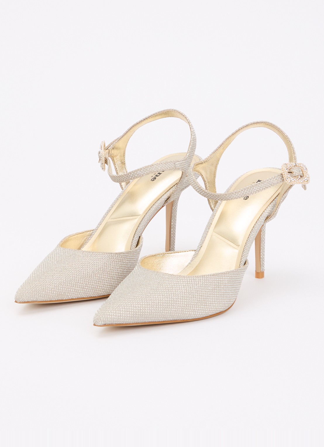 Dune London Channel sandalette met strass - detail 2 witgoud
