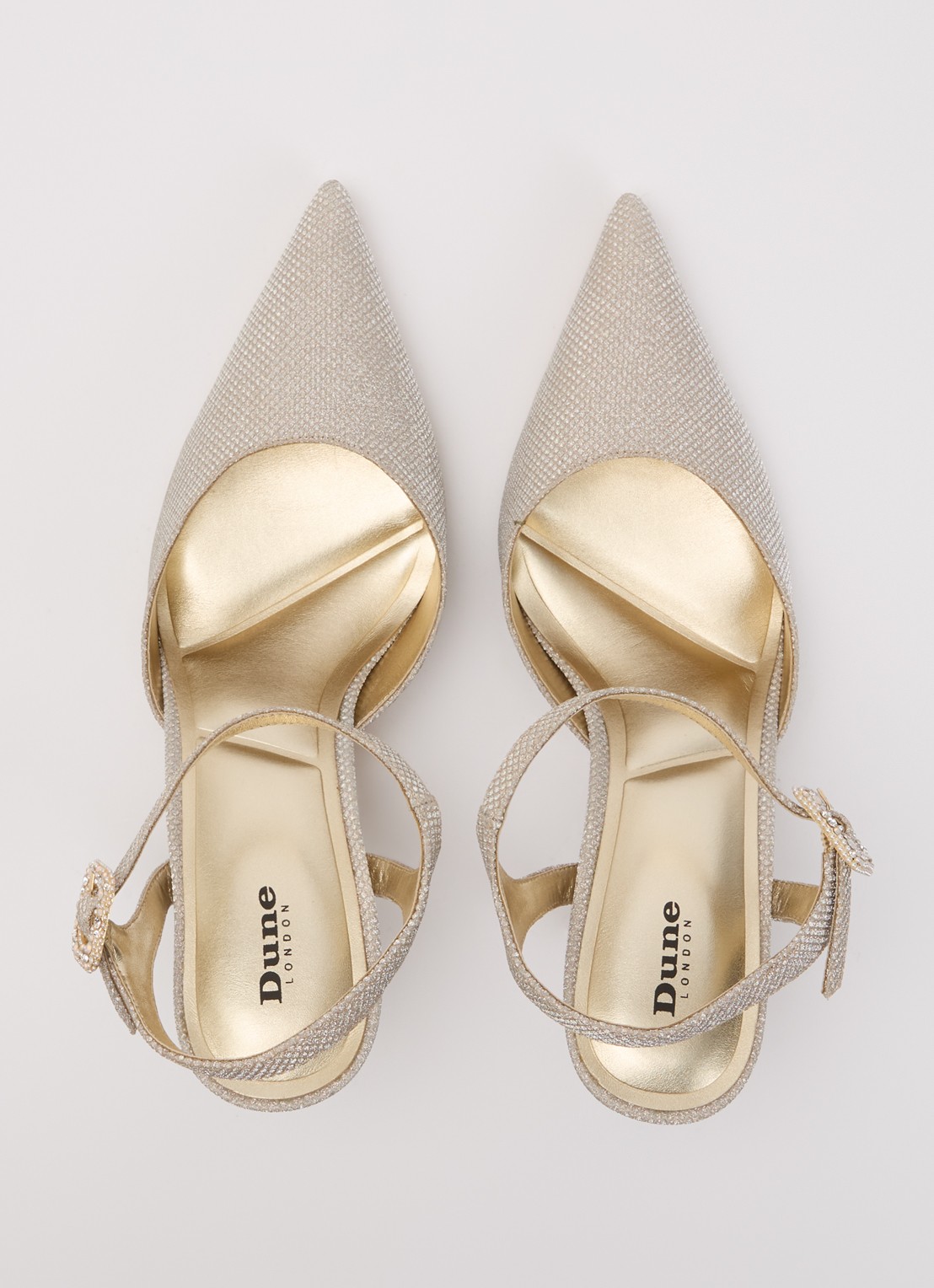 Dune London Channel sandalette met strass - detail 3 witgoud