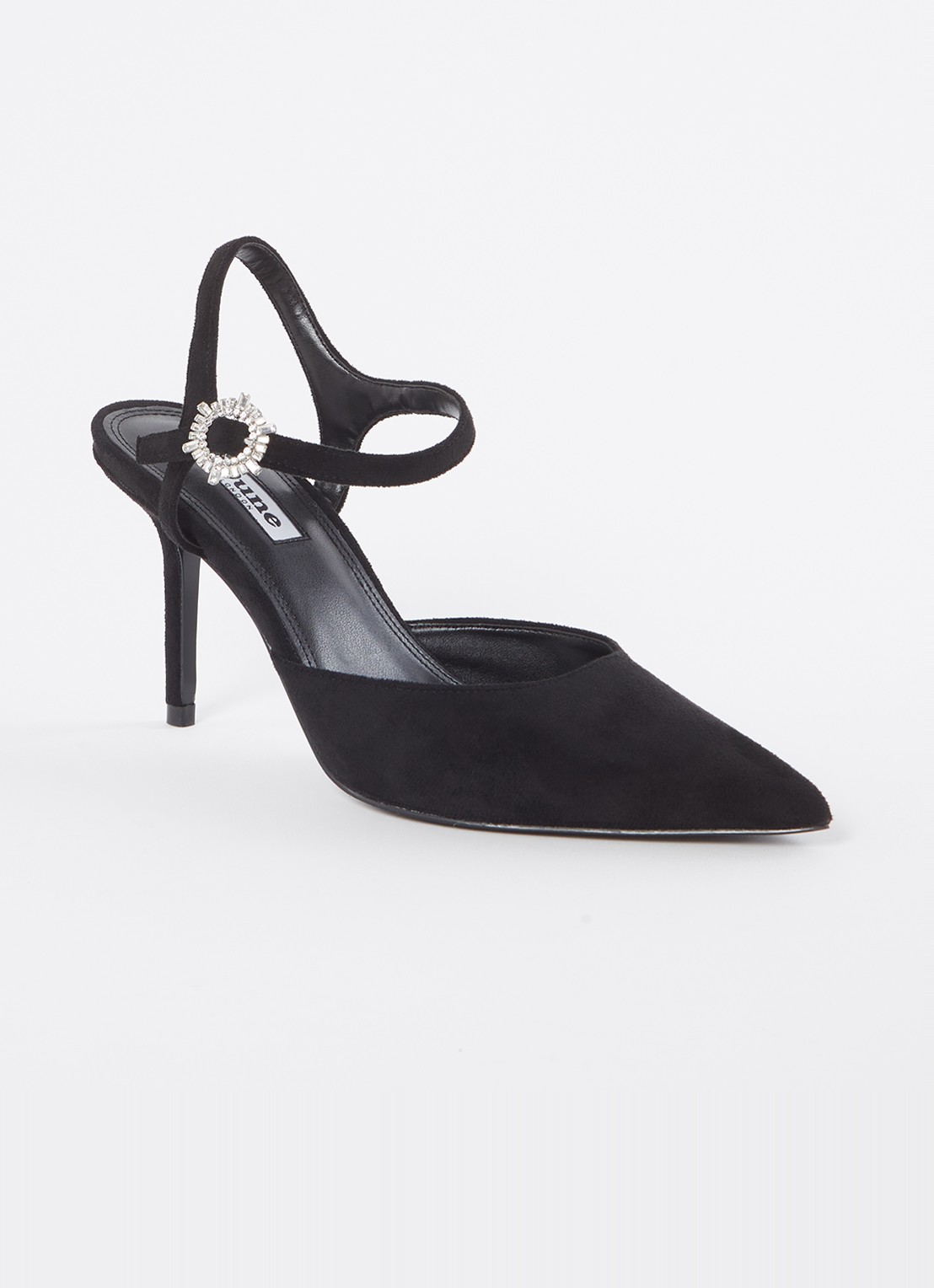 Dune London Channel sandalette met strass - voorkant zwart