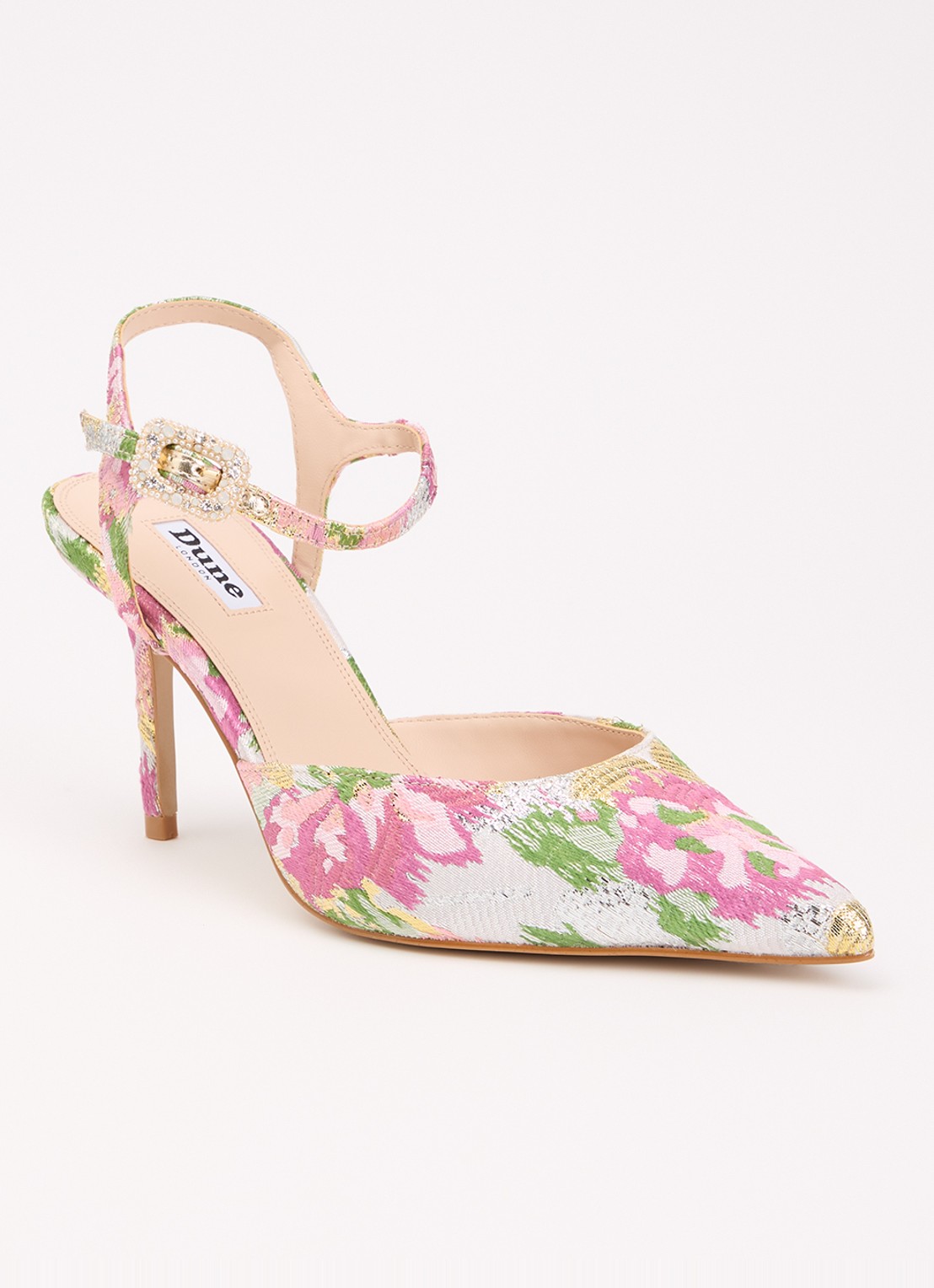 Dune London Channel sandalette met strass - voorkant roze