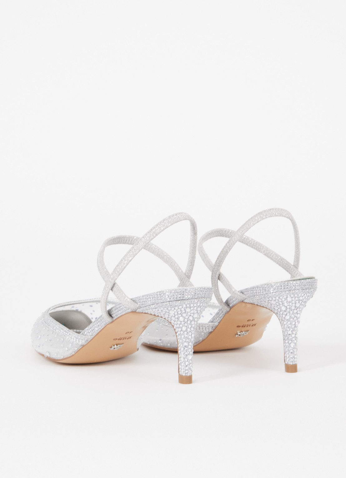 Dune London Charismatic slingback met strass - achterkant 2 zilver