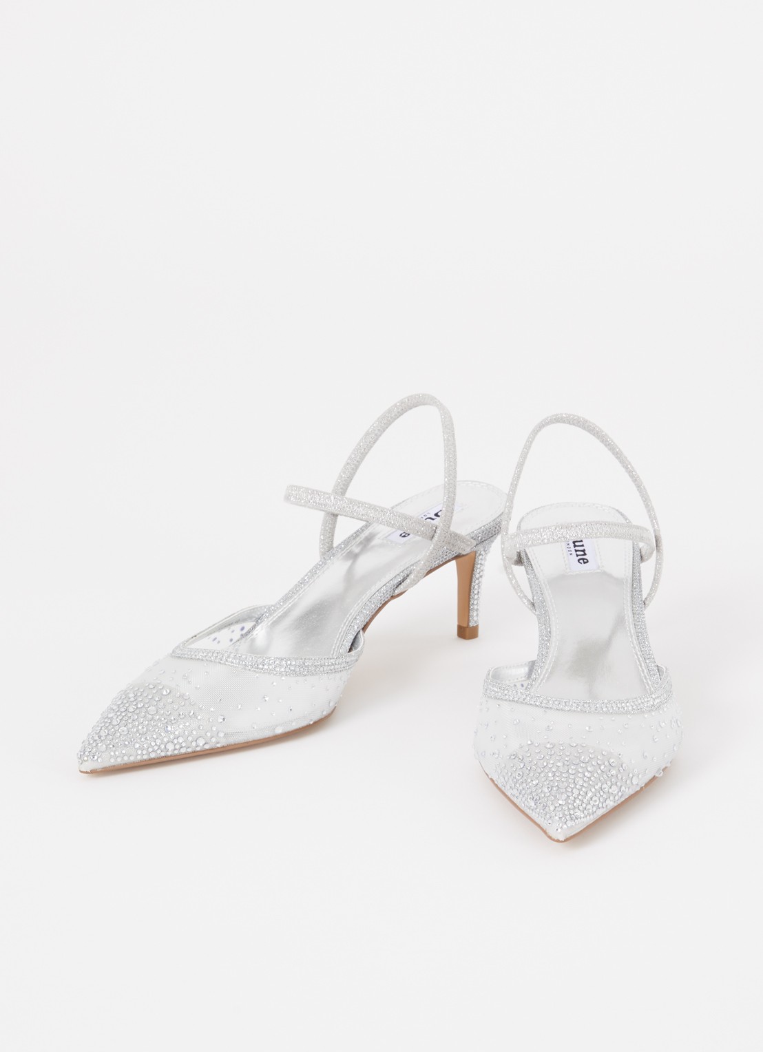 Dune London Charismatic slingback met strass - detail 3 zilver