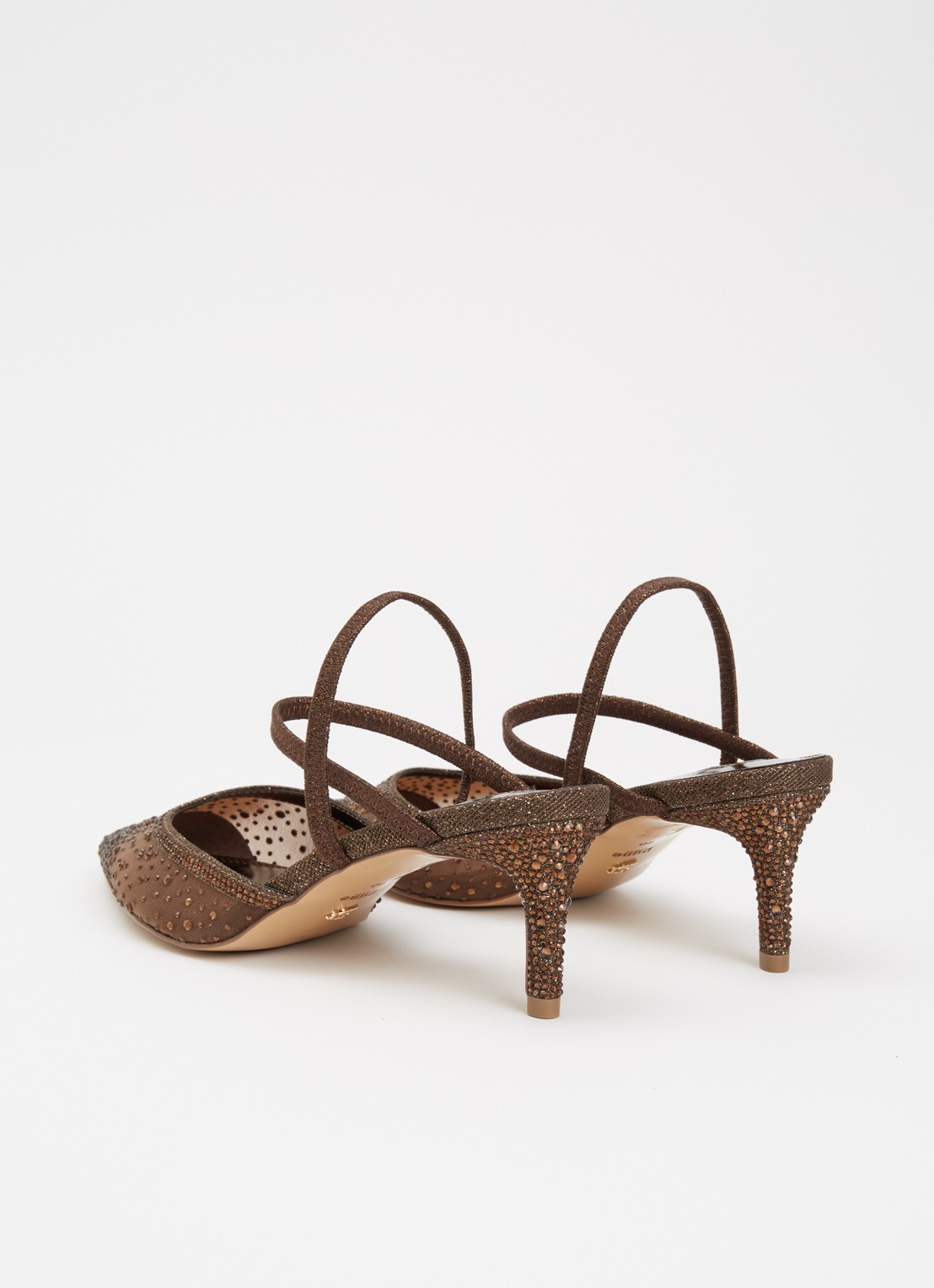 Dune London Charismatic slingback met strass - achterkant 4 donkerbruin