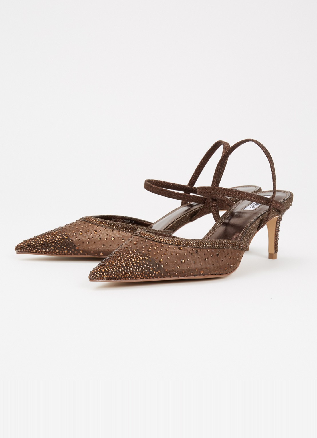 Dune London Charismatic slingback met strass - detail donkerbruin