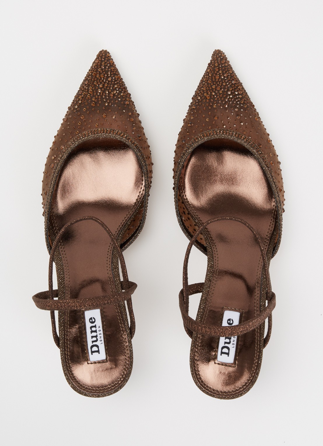 Dune London Charismatic slingback met strass - detail 2 donkerbruin