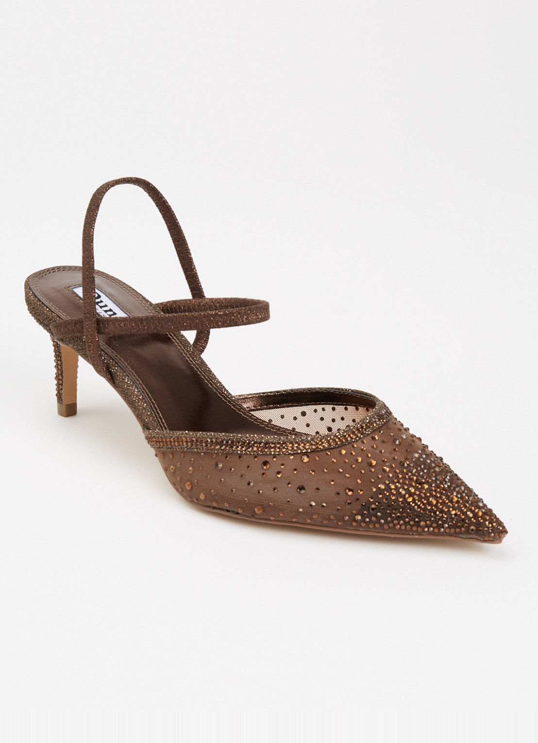 Dune London Charismatic slingback met strass - voorkant 5 donkerbruin