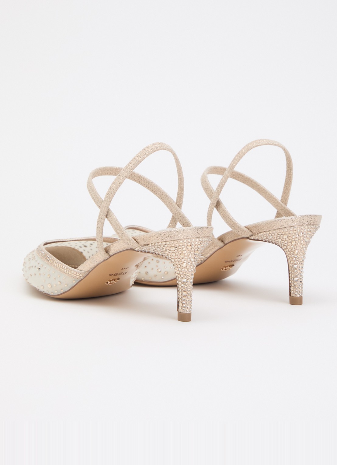 Dune London Charismatic slingback met strass - achterkant 2 goud