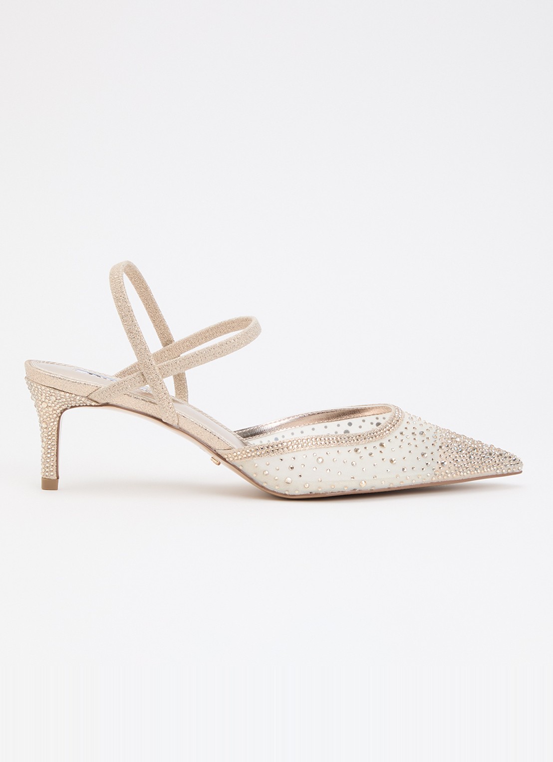 Dune London Charismatic slingback met strass - voorkant goud