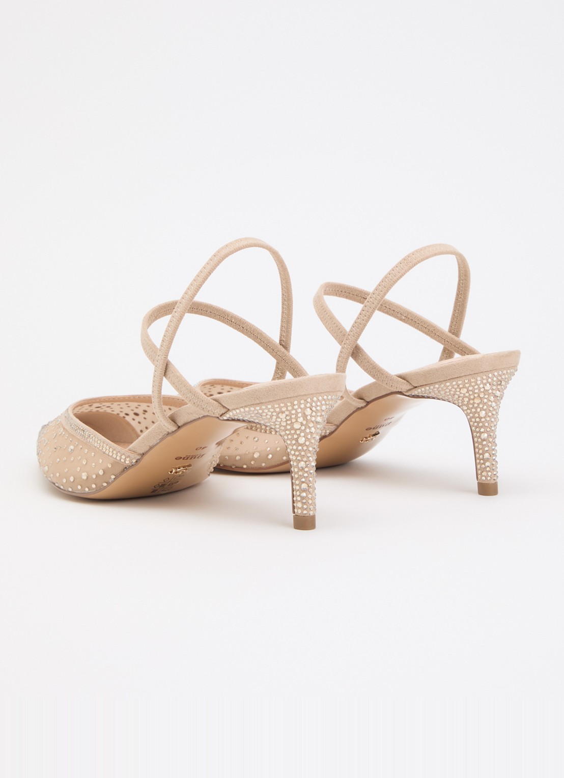 Dune London Charismatic slingback met strass - achterkant 5 donkerbeige