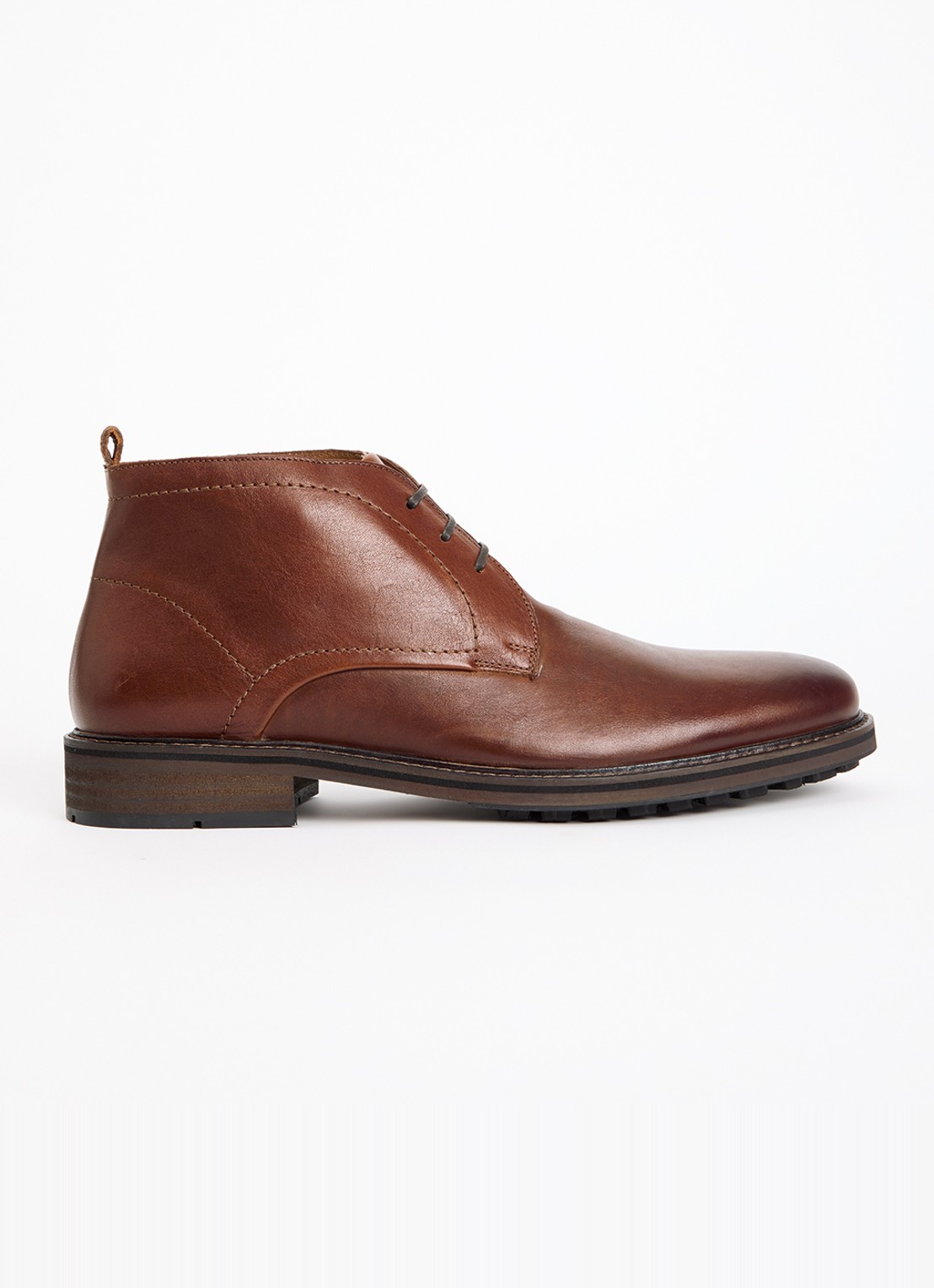 Dune London Charleys veterschoen van leer - voorkant 4 roodbruin