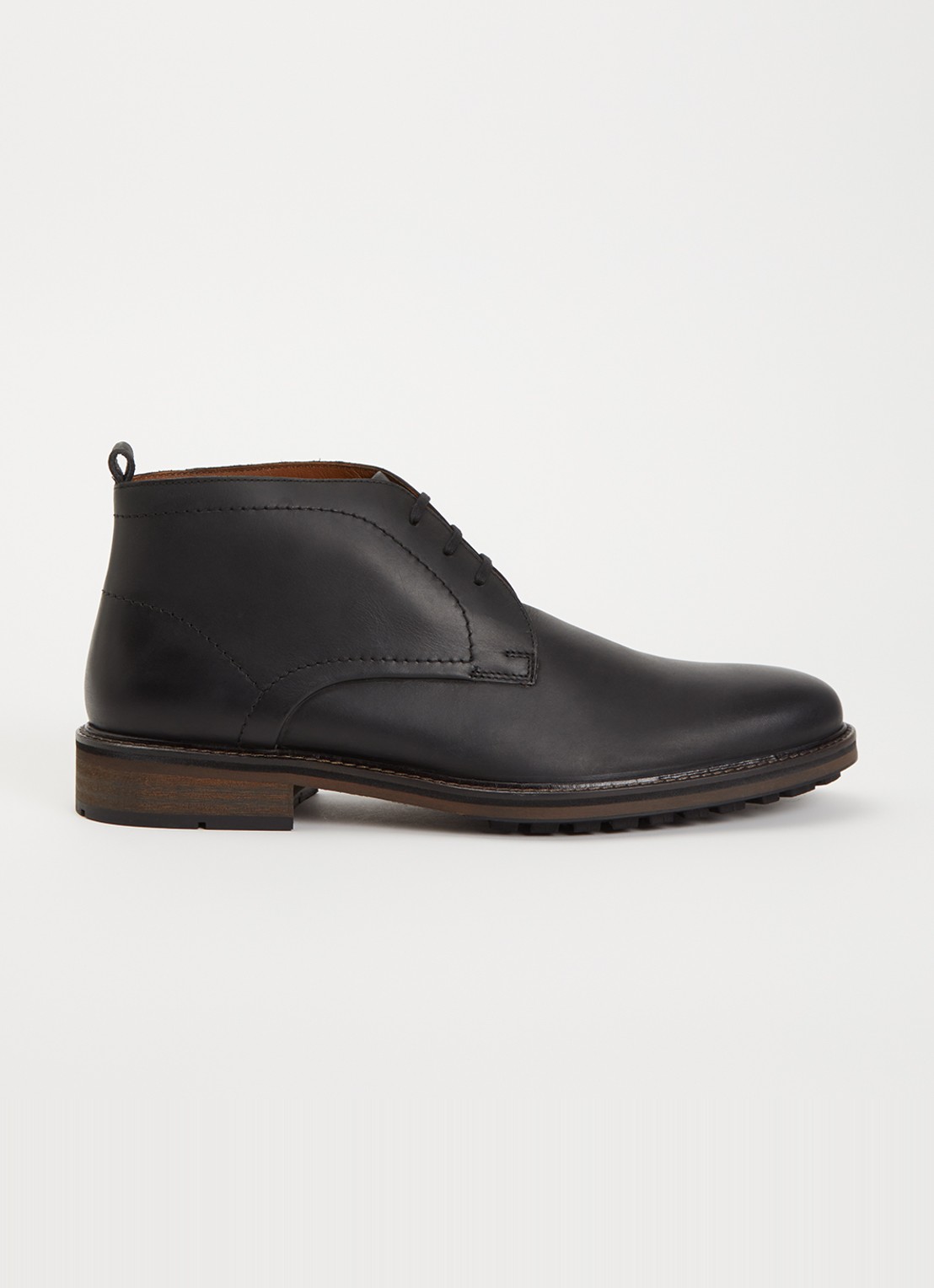 Dune London Charleys veterschoen van leer - voorkant zwart