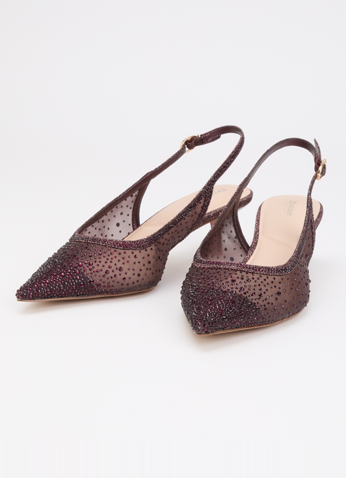Dune London Cirelle slingback van mesh met strass - detail 2 aubergine