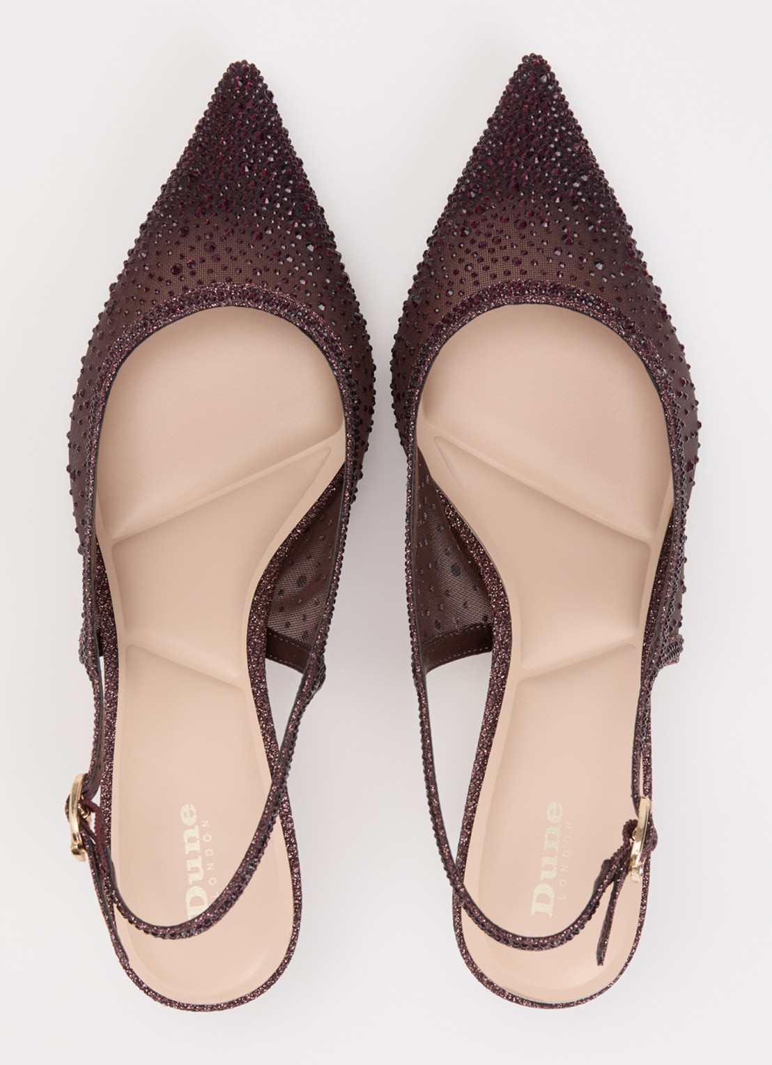 Dune London Cirelle slingback van mesh met strass - detail 3 aubergine