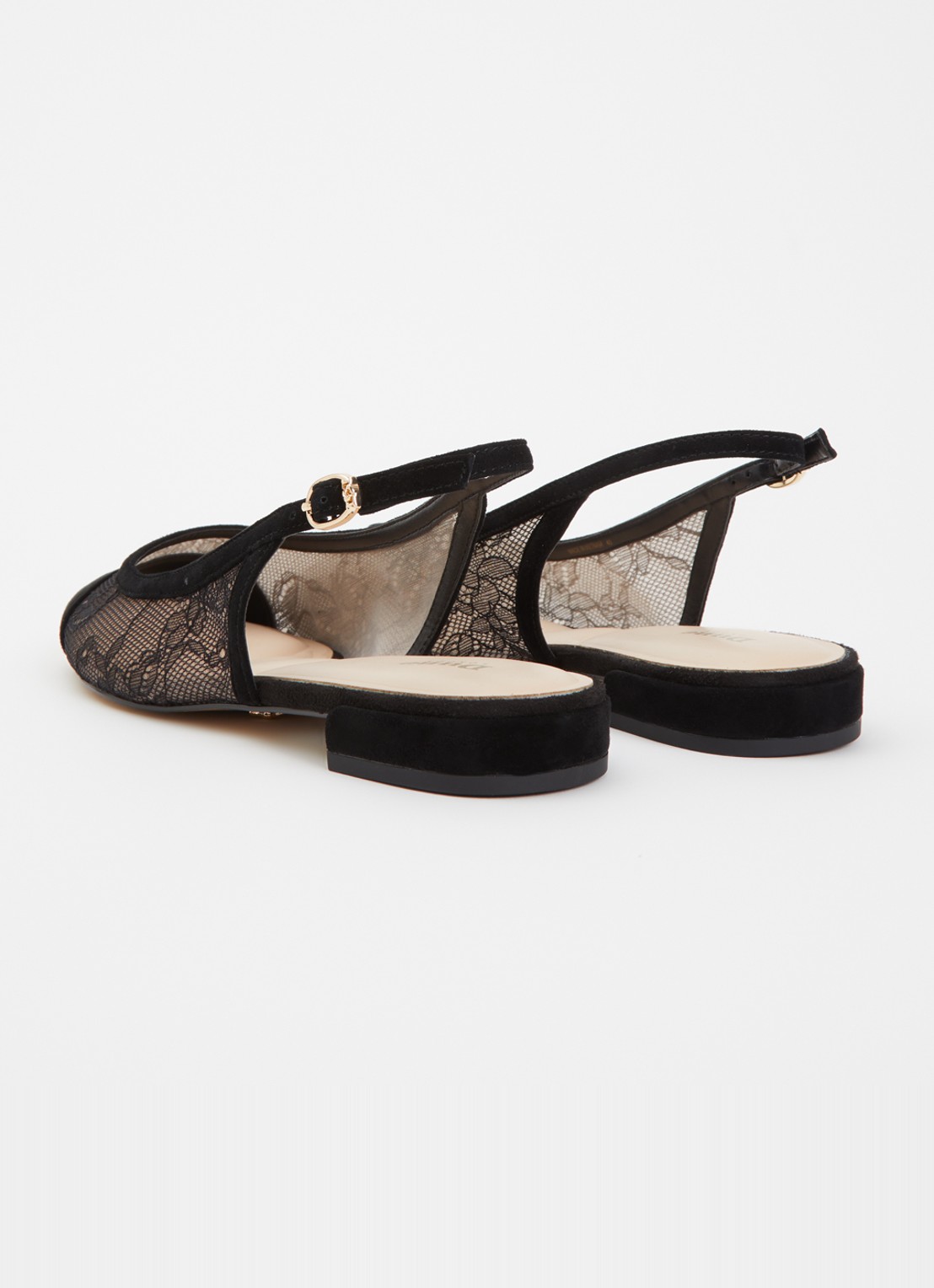 Dune London Clarify slingback met details van kant - achterkant 5 zwart