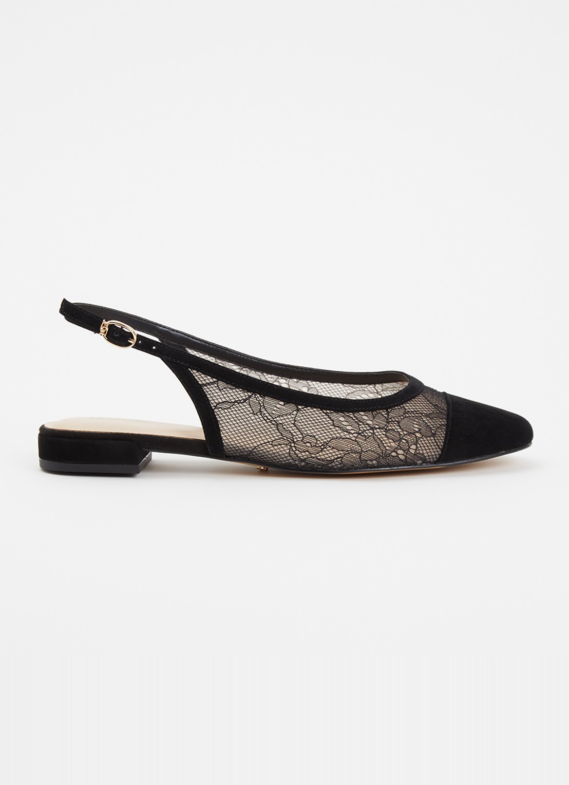 Dune London Clarify slingback met details van kant - voorkant 4 zwart
