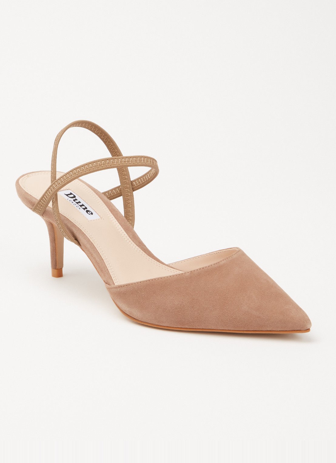 Dune London Classical slingback van leer - voorkant donkerbeige