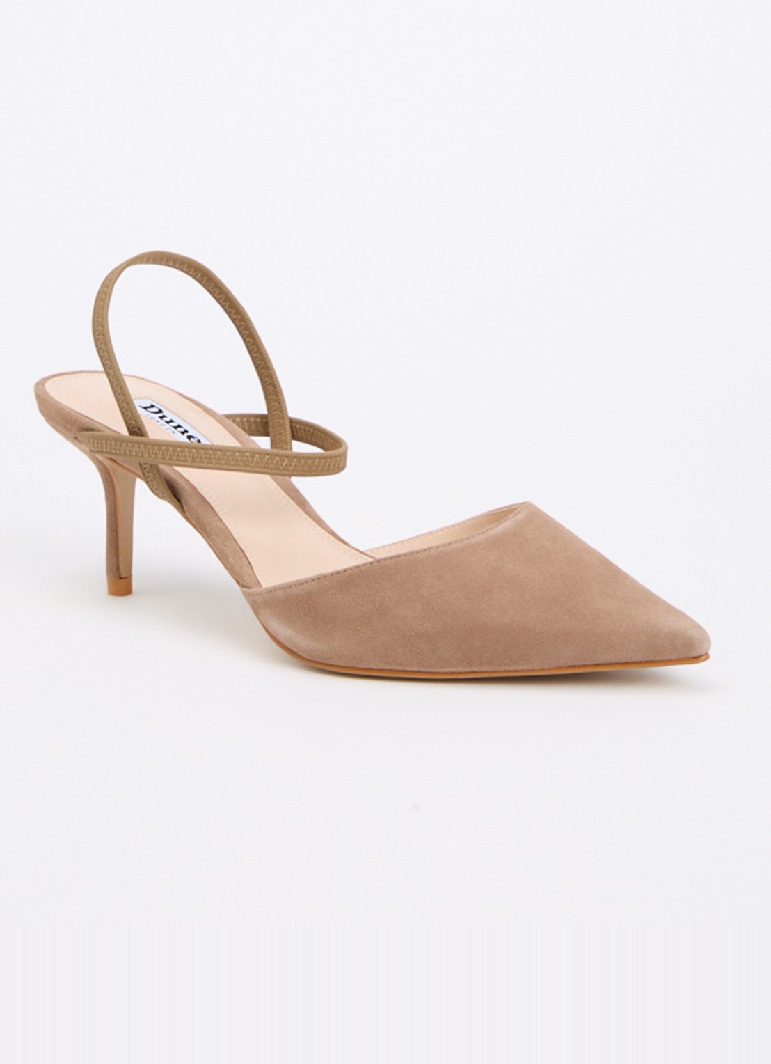 Dune London Classical slingback van leer - voorkant 2 donkerbeige