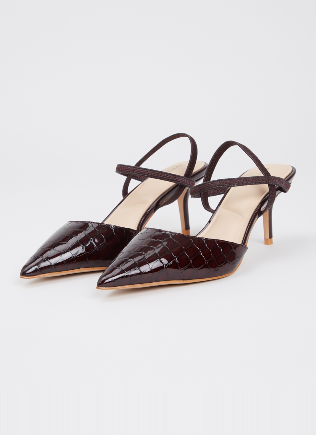 Dune London Classical slingback van leer - detail 2 aubergine