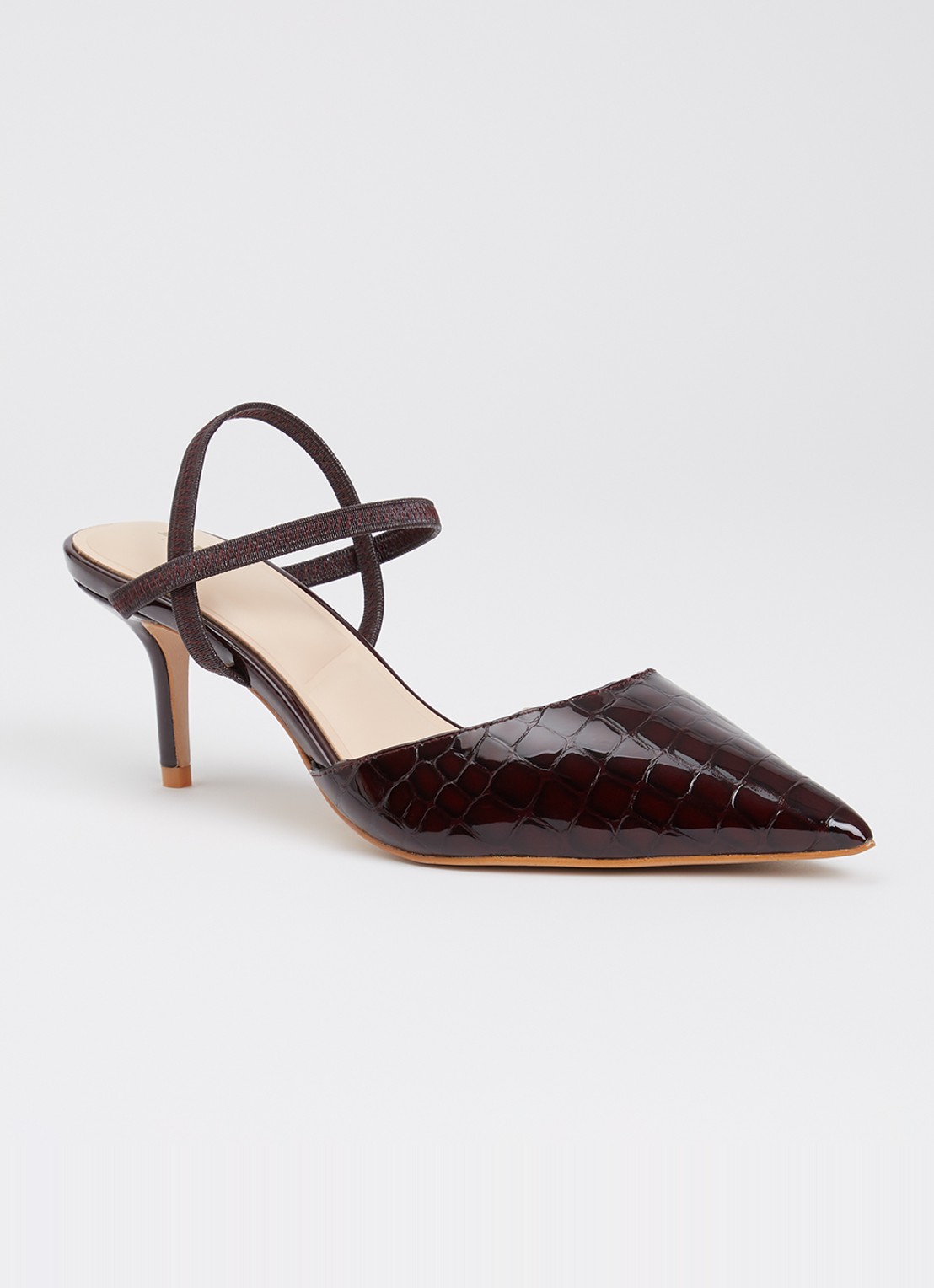 Dune London Classical slingback van leer - voorkant aubergine