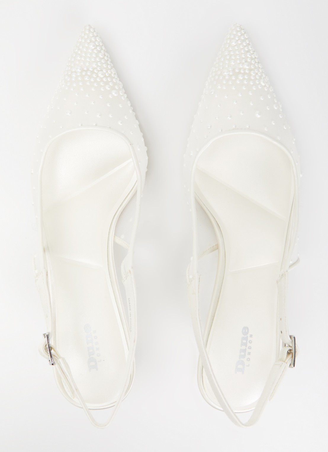 Dune London Companionship slingback met pareldecoratie en mesh details - detail 4 gebroken wit