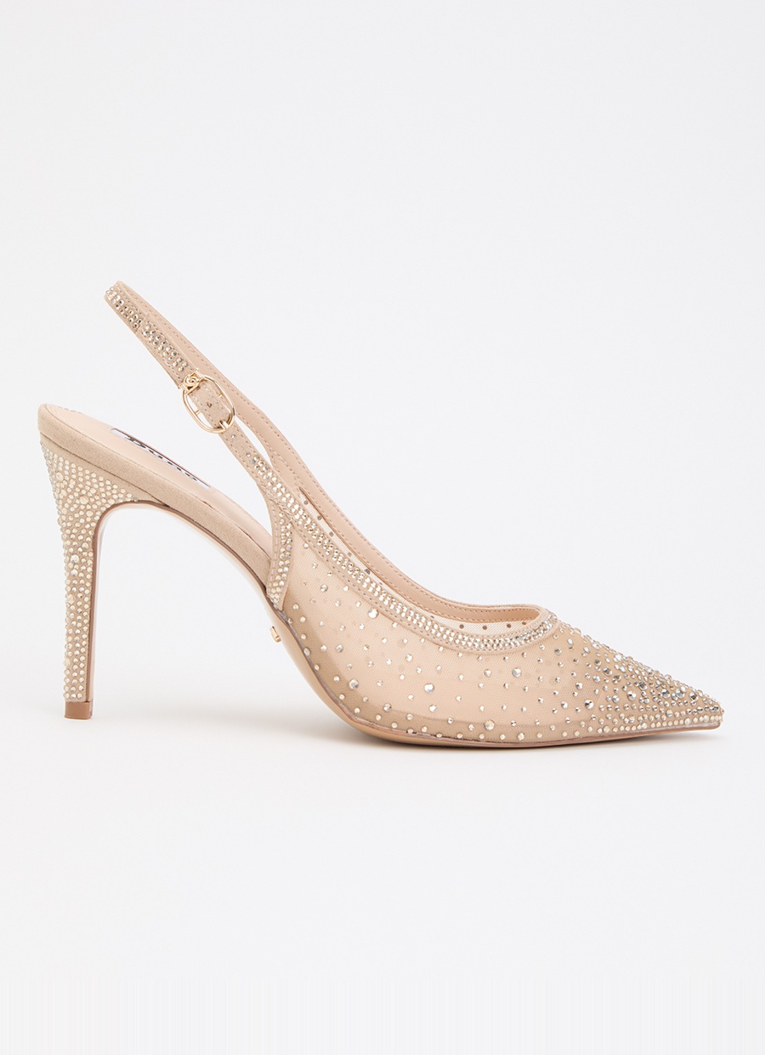 Dune London Compassionate slingback met strass - voorkant 2 donkerbeige