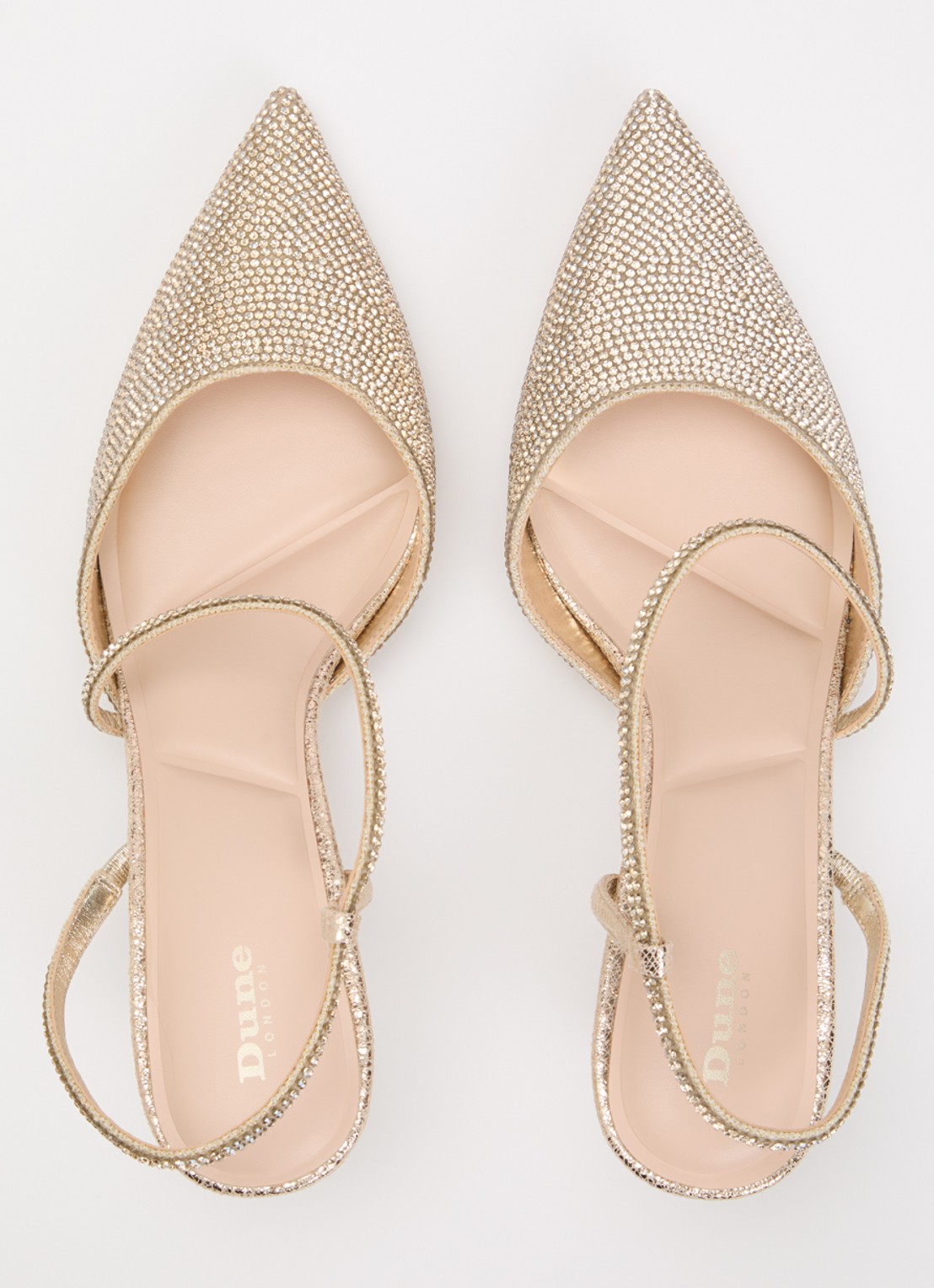 Dune London Competitive slingback met strass - detail 4 goud