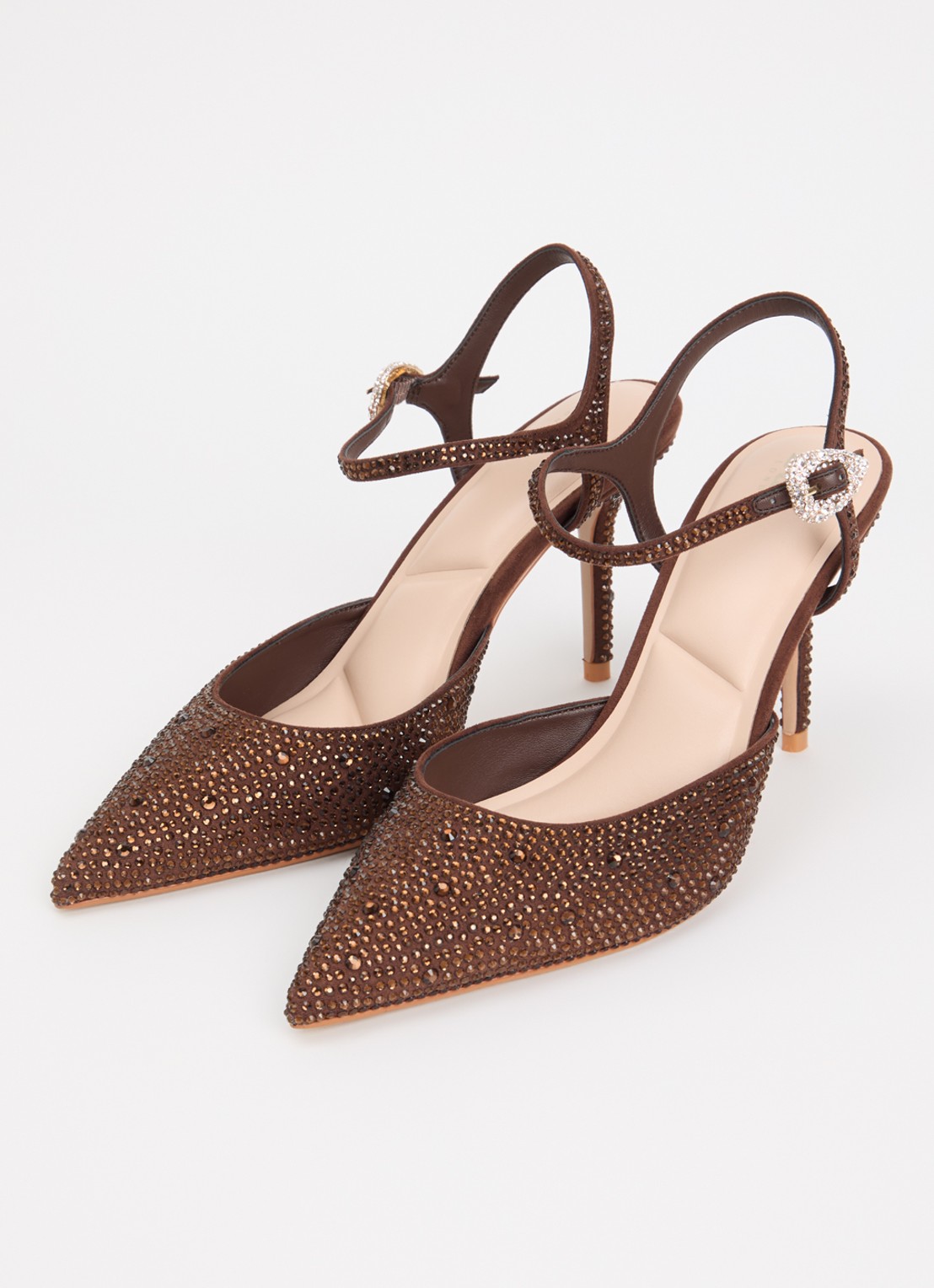 Dune London Compliments slingback met strass - detail bruin