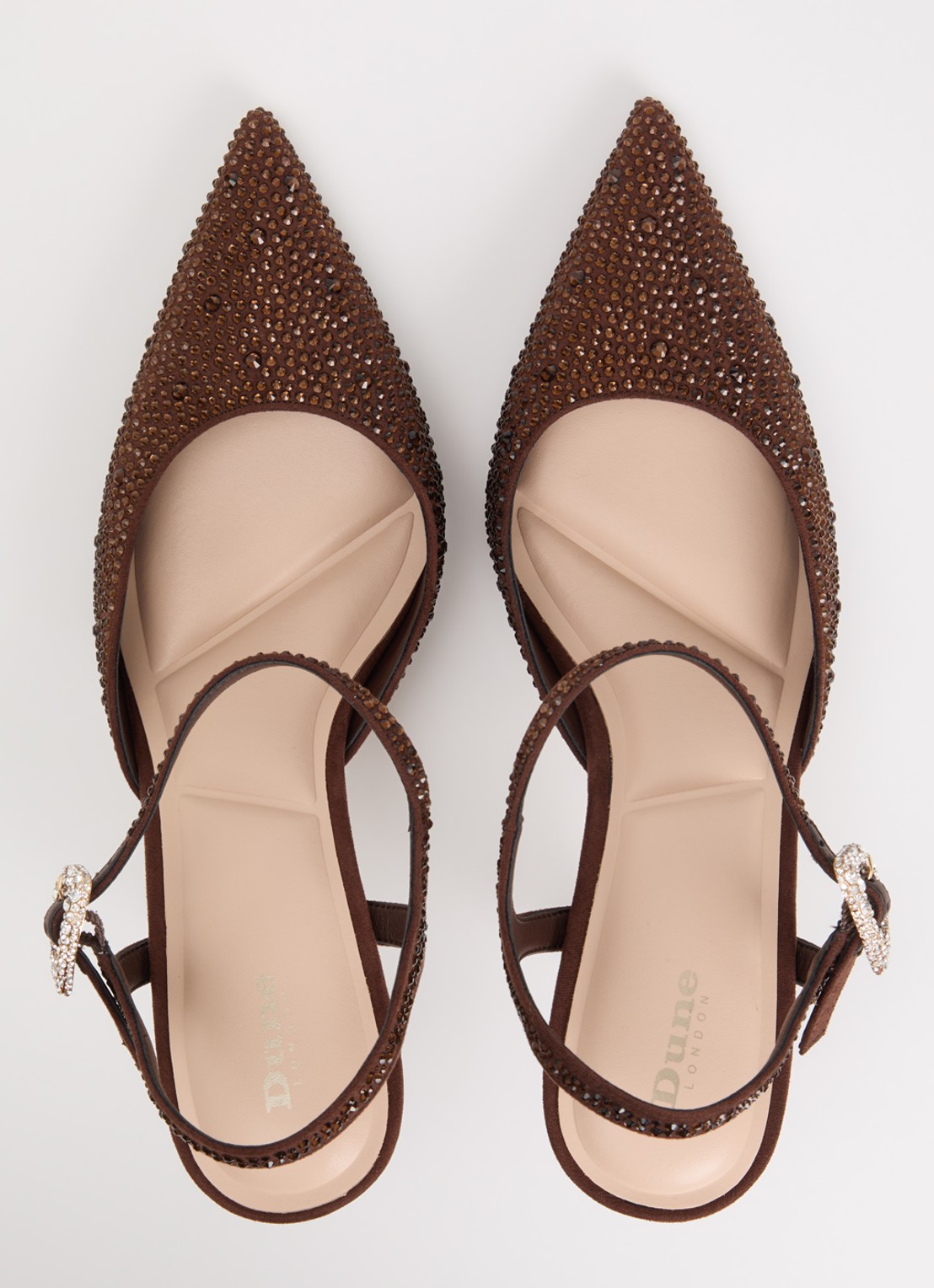 Dune London Compliments slingback met strass - detail 2 bruin