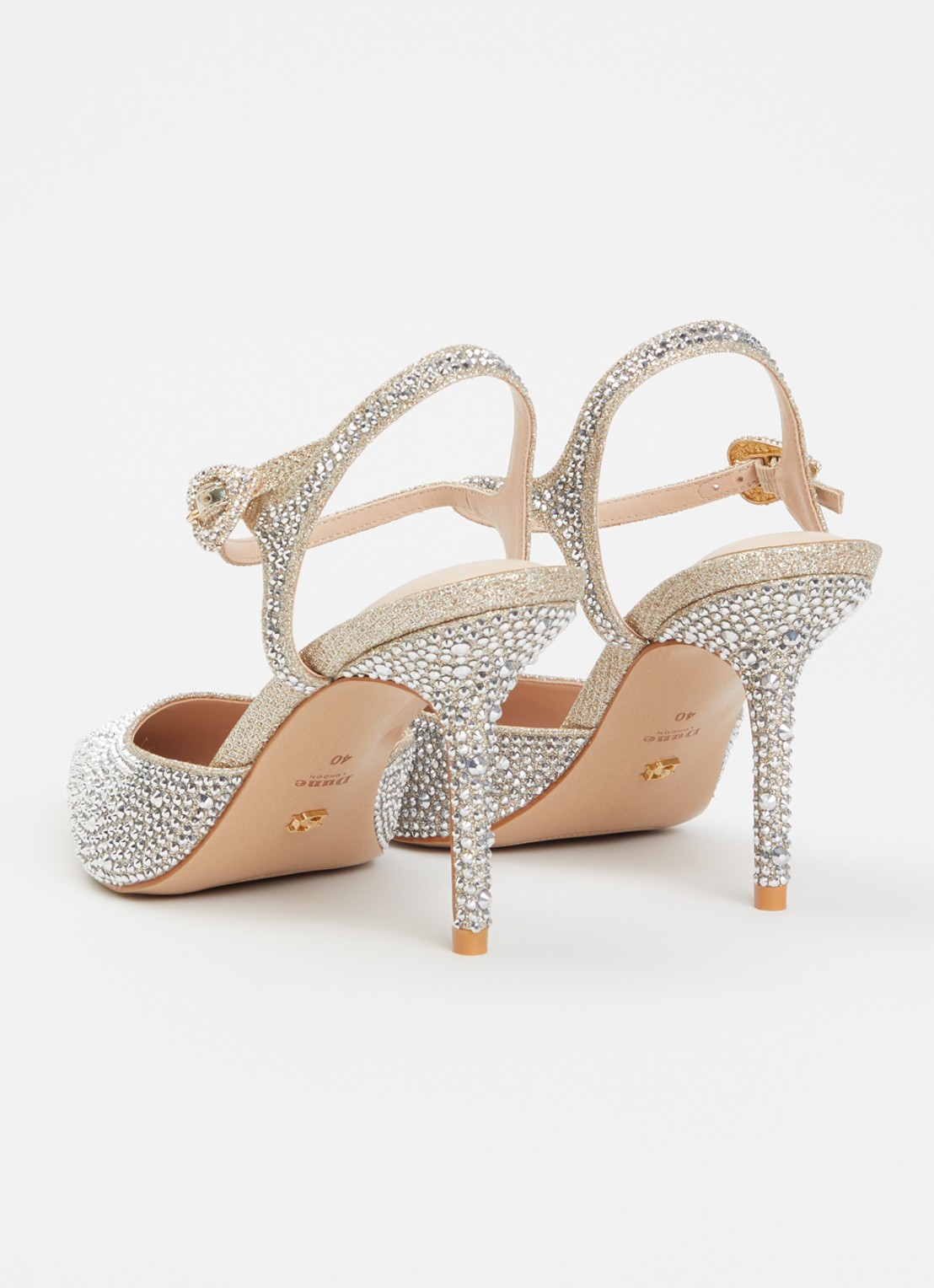 Dune London Compliments slingback met strass - achterkant 5 zilver
