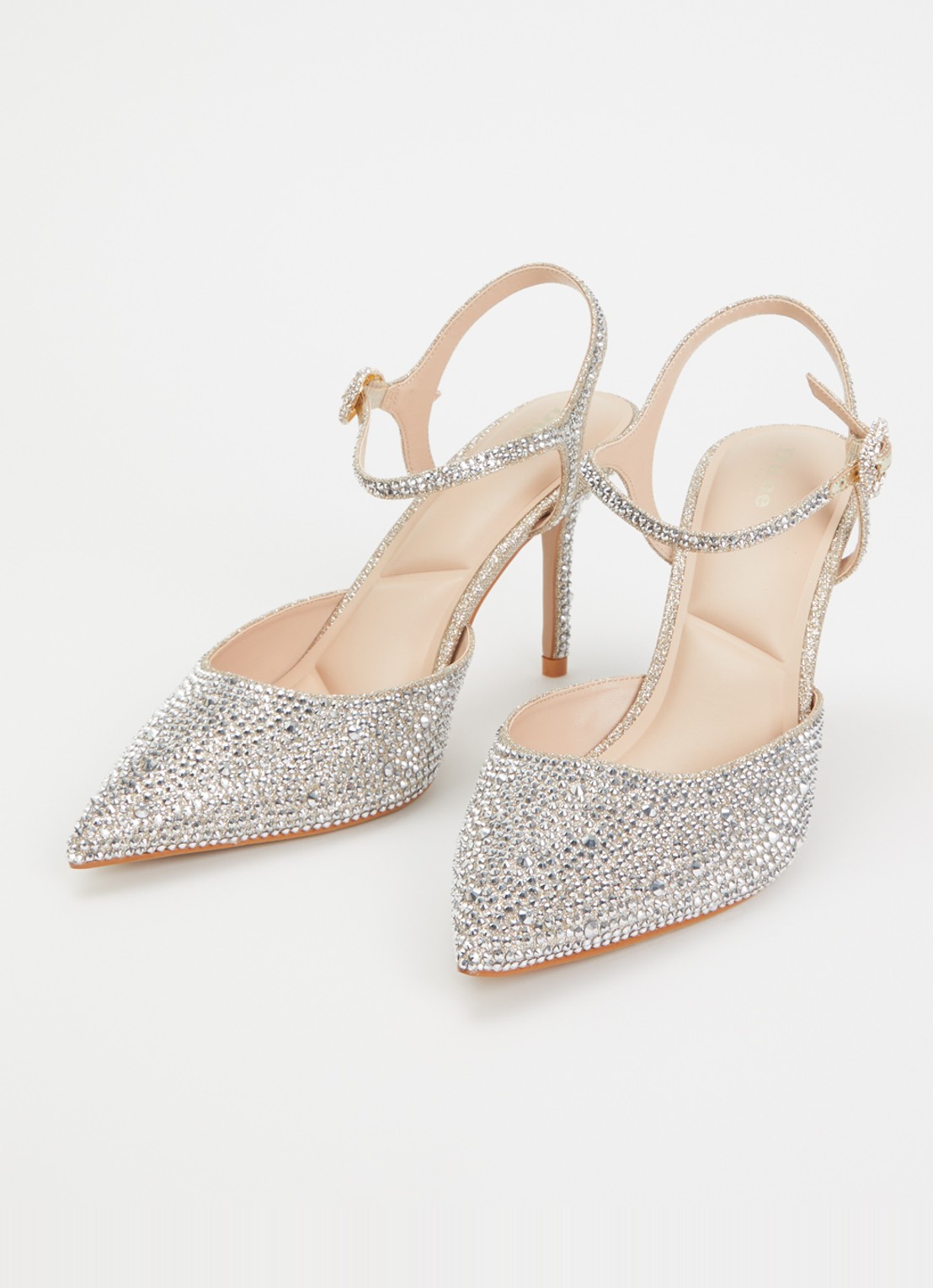 Dune London Compliments slingback met strass - detail 2 zilver
