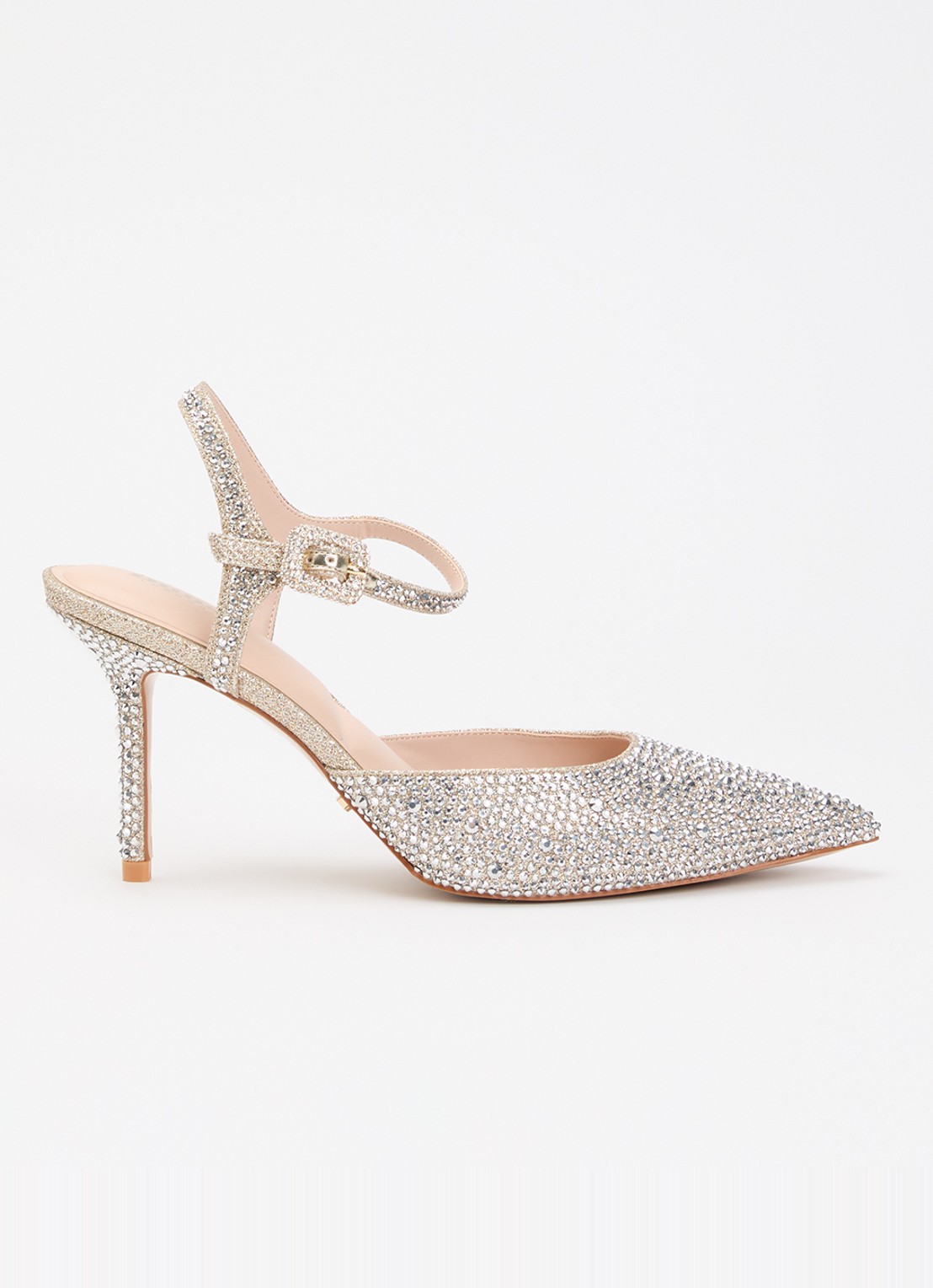 Dune London Confident sandalette met strass - voorkant zilver
