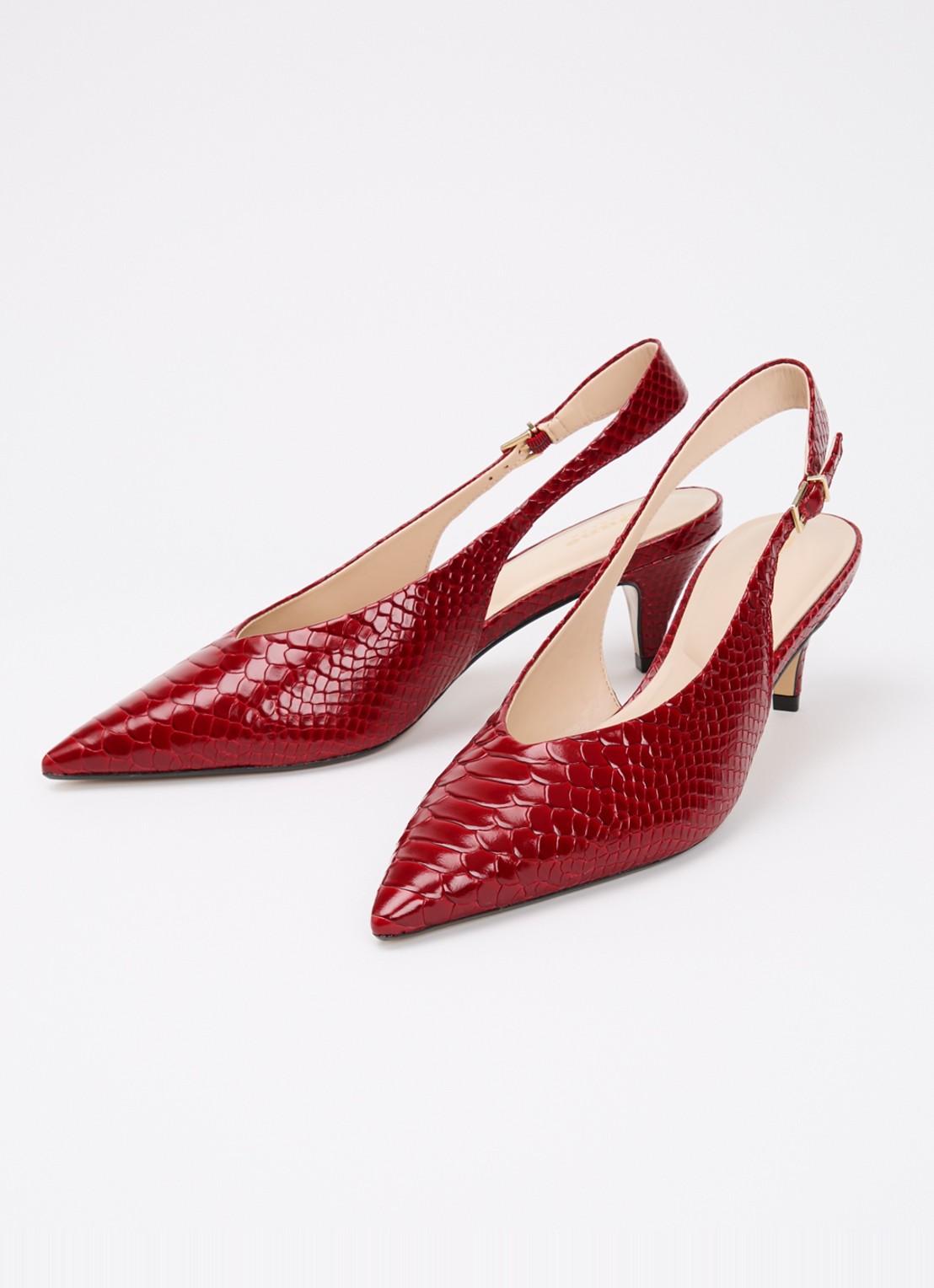 Dune London Connect slingback van leer met structuur - detail 2 donkerrood