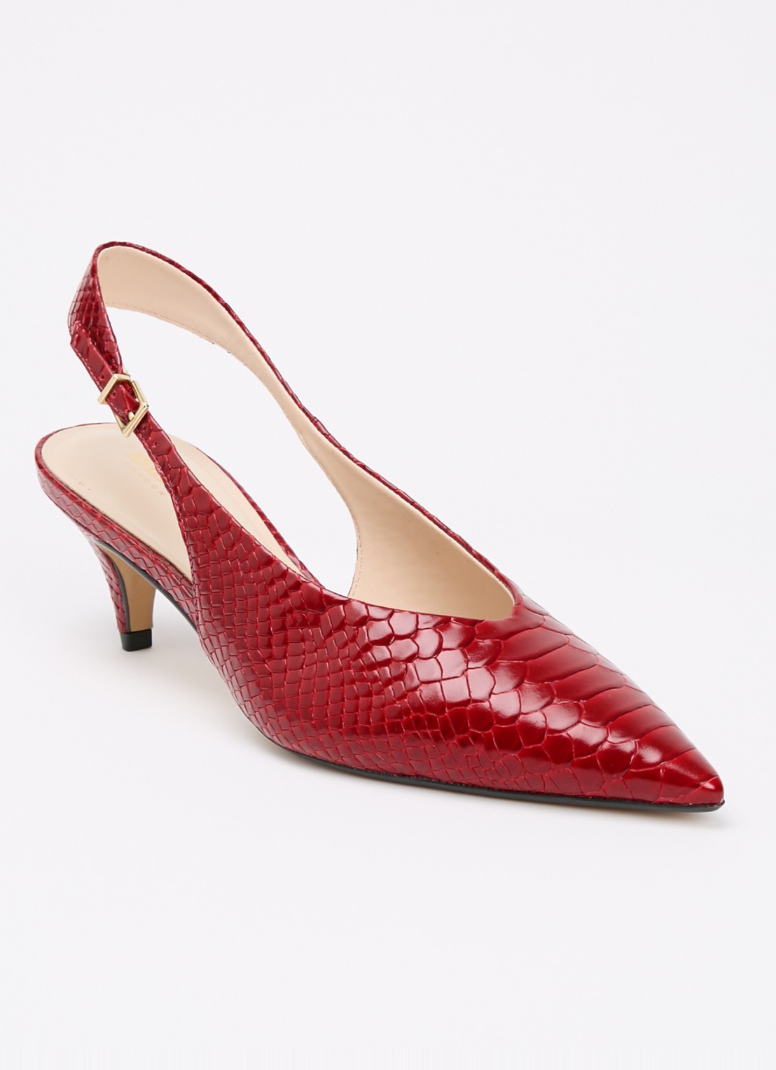 Dune London Connect slingback van leer met structuur - voorkant 5 donkerrood