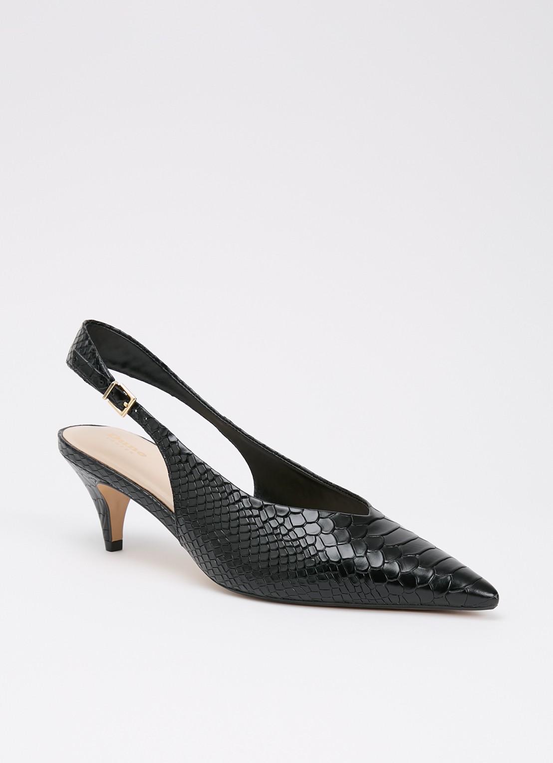 Dune London Connect slingback van leer met structuur - voorkant zwart