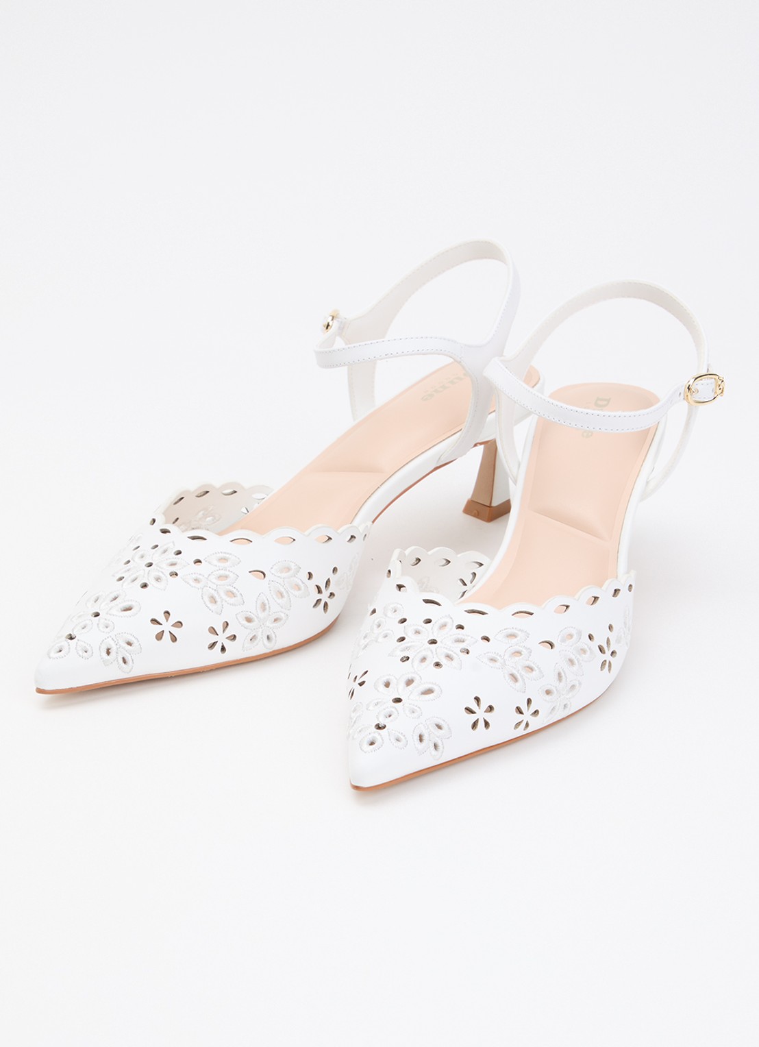 Dune London Convincing sandalette van leer - detail wit
