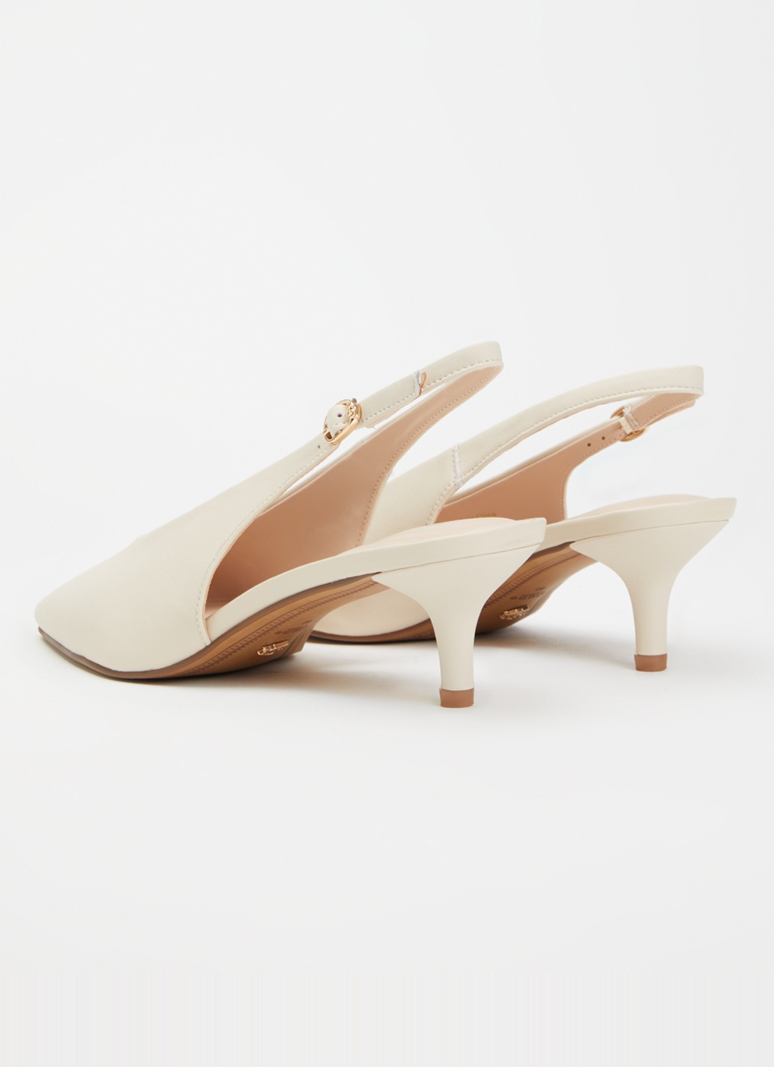 Dune London Crediblity slingback van leer - achterkant creme