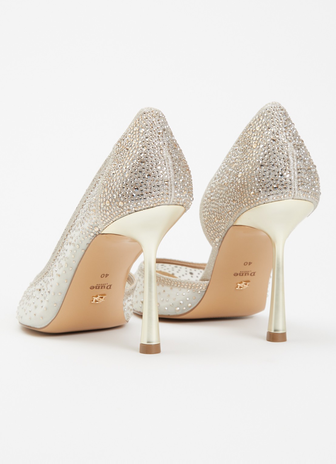 Dune London Cristelle pump van mesh met strass - achterkant 5 goud