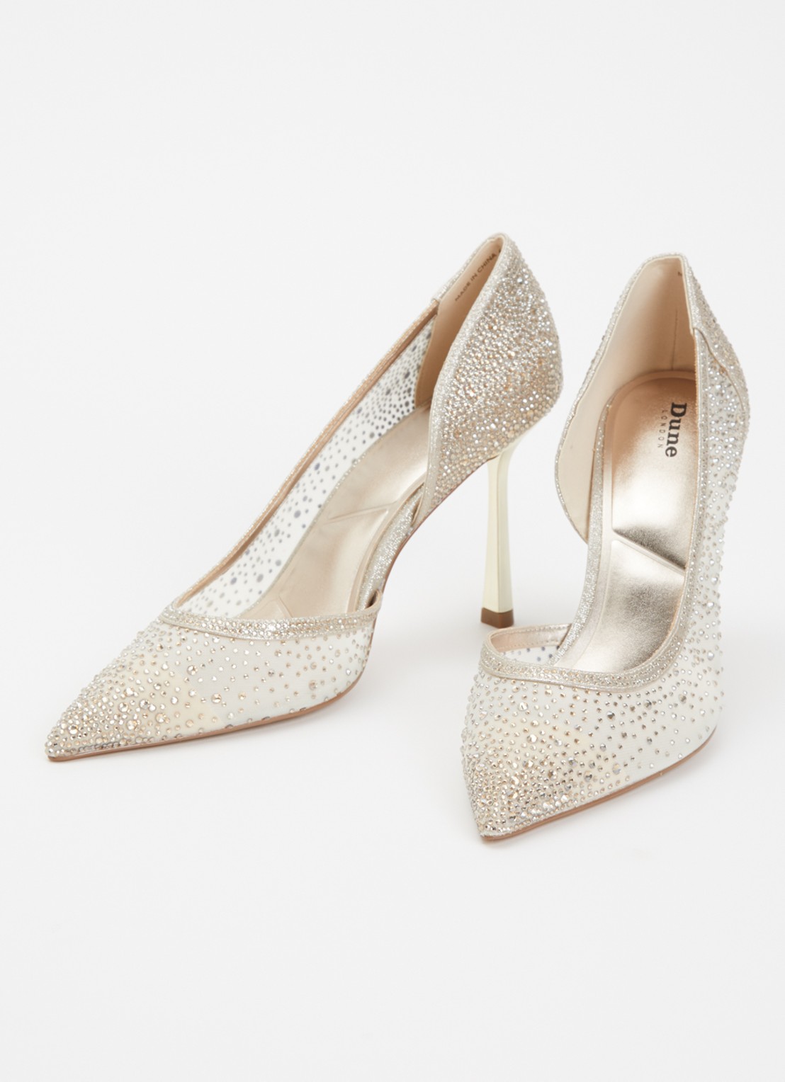 Dune London Cristelle pump van mesh met strass - detail 2 goud