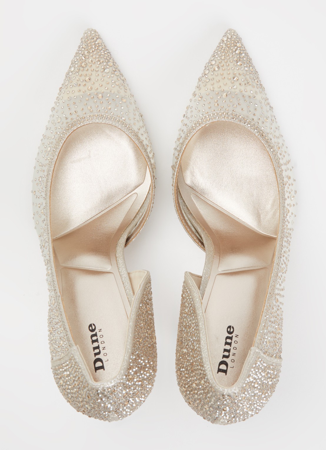 Dune London Cristelle pump van mesh met strass - detail 3 goud