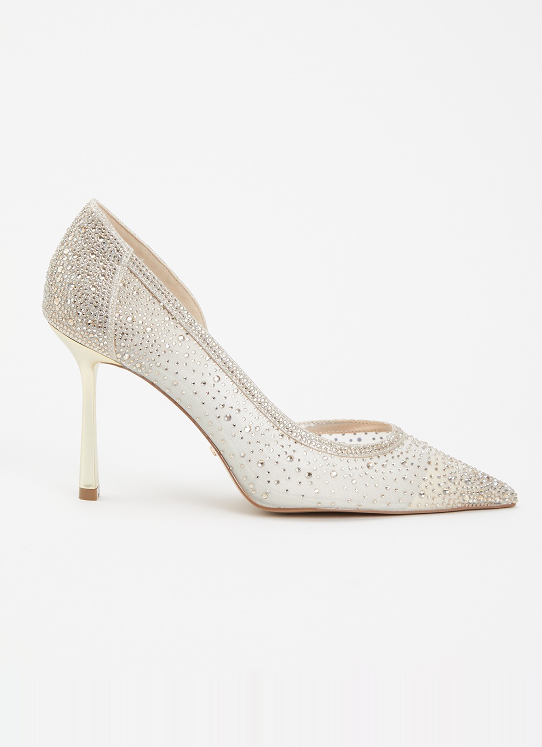 Dune London Cristelle pump van mesh met strass - voorkant goud