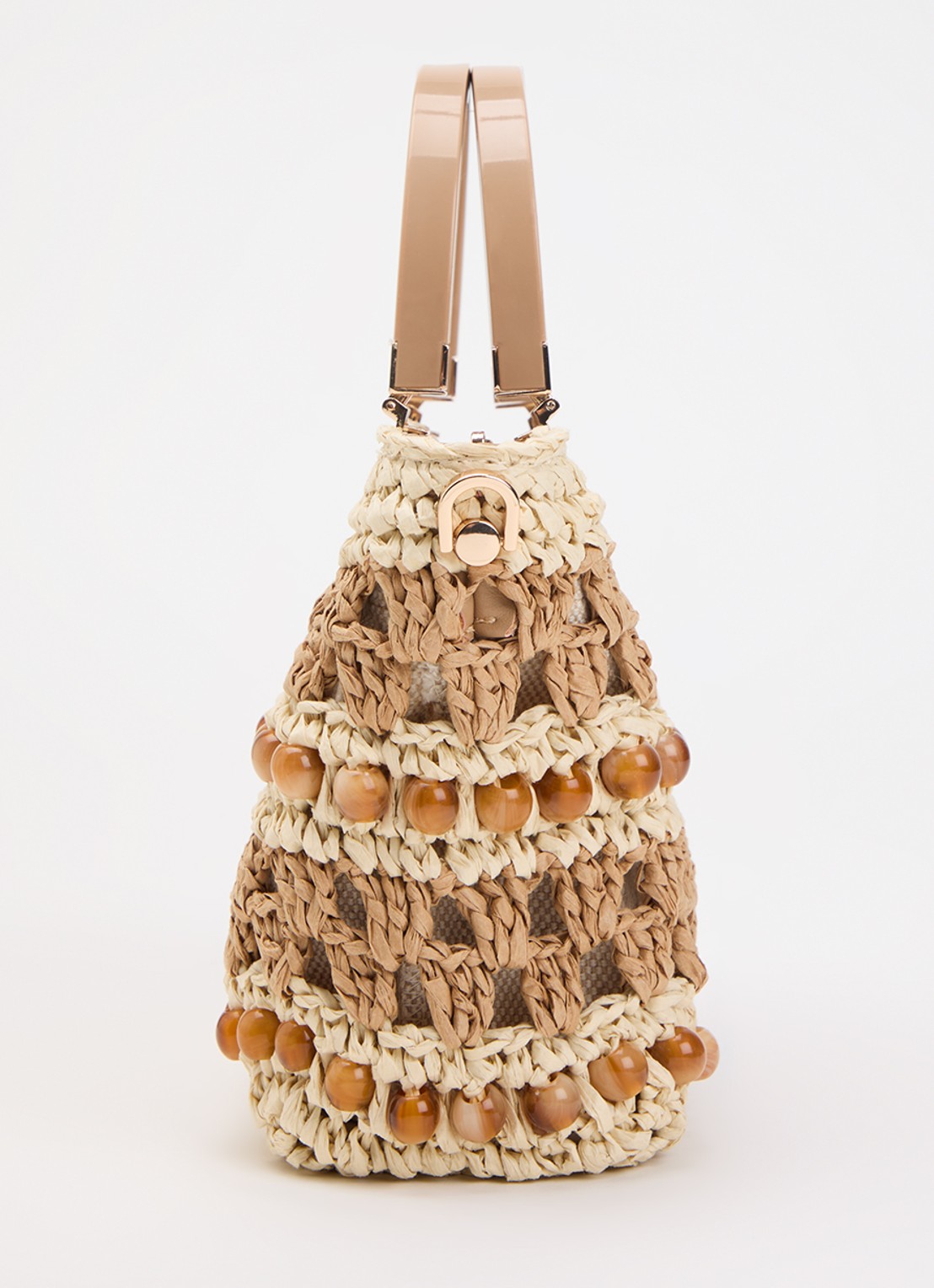 Dune London Dahlia handtas van raffia met afneembare schouderriem - detail 2 beige